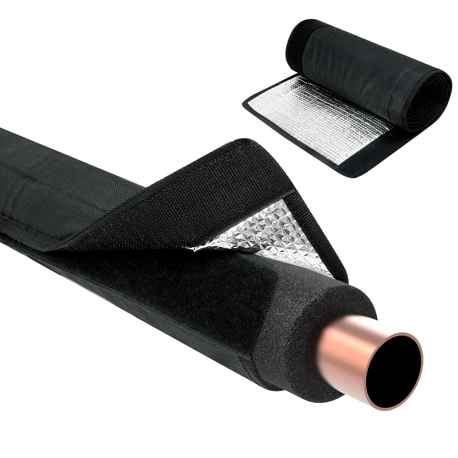 3 Layers HVAC Copper Pipe Insulation Cover - 76.7×11.8 Inch 600D Oxford AC Pipe Insulation Wrap, Flexible Copper Line Protection Sleeve for Central Air Conditioning Mini Splits