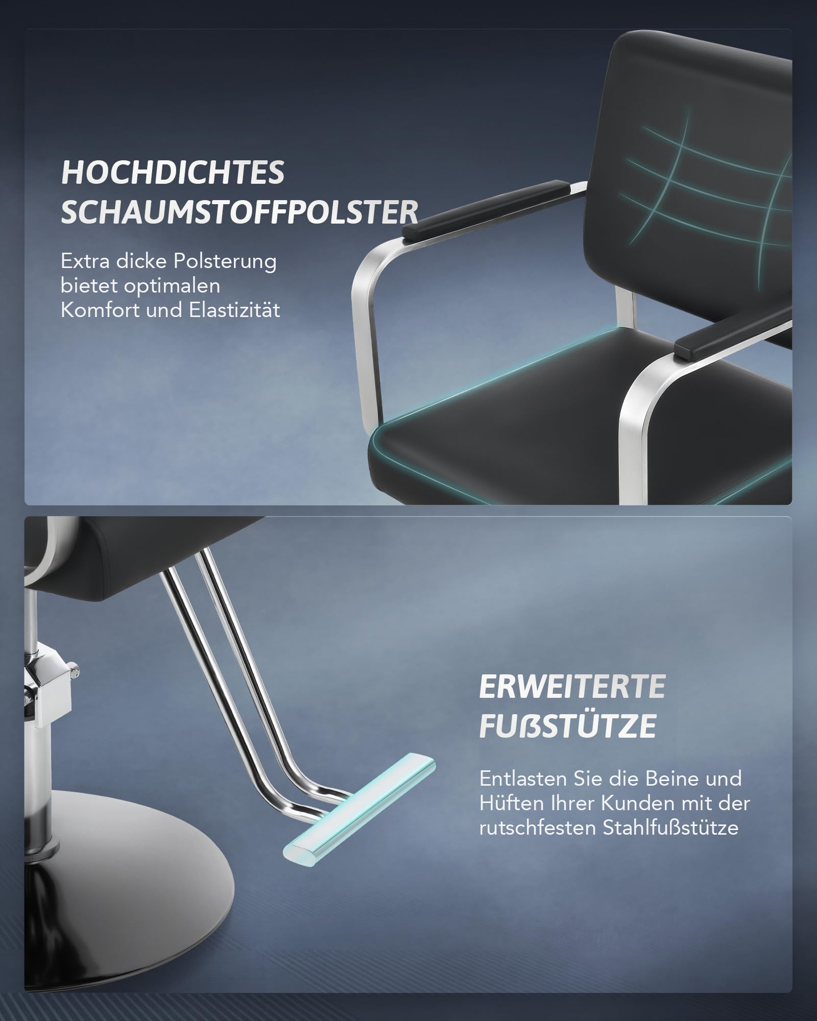 CO-Z Friseurstuhl Schwarz 41-56 cm Höhenverstellbar 360° Drehbar 250KG Barberstuhl