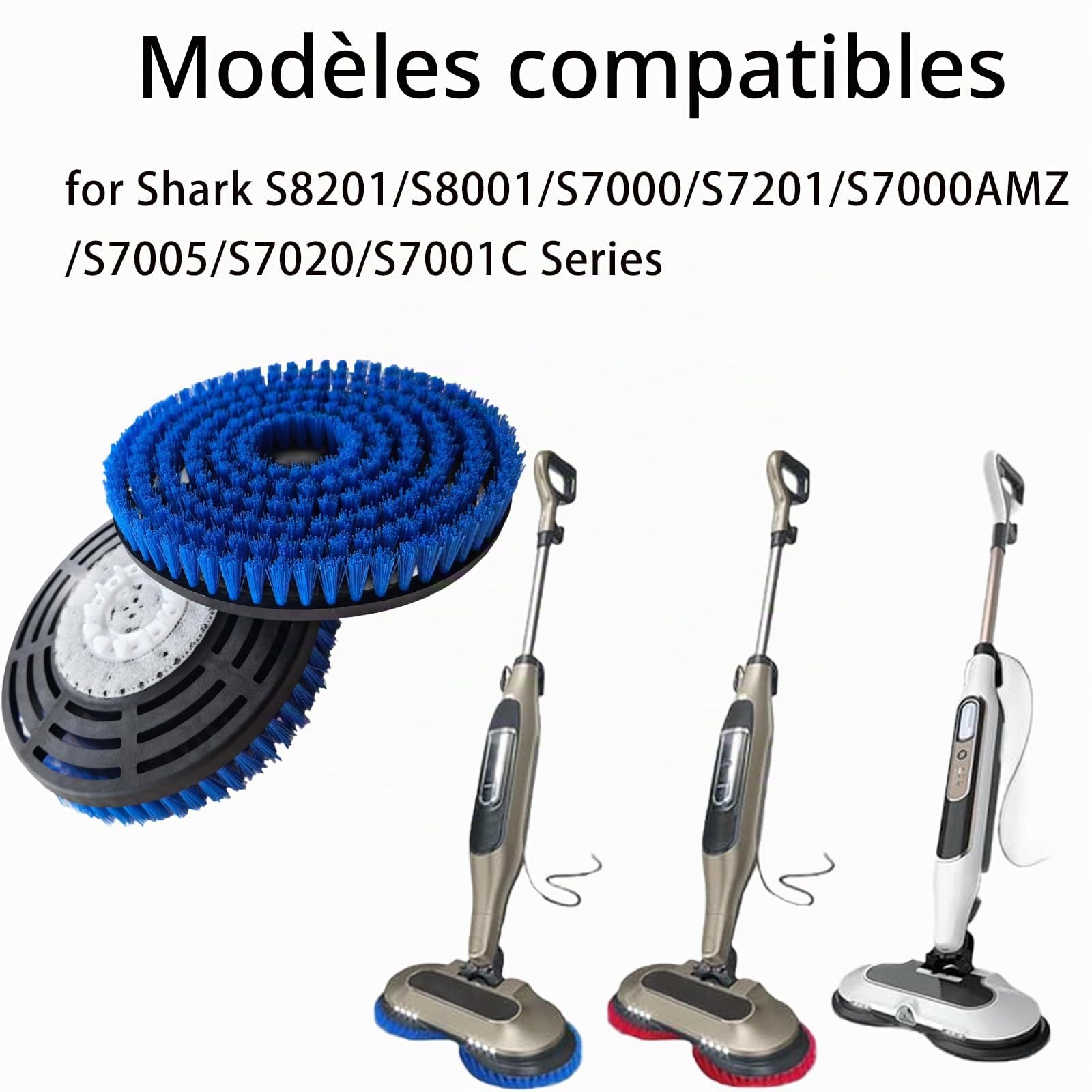 Lot de 2 têtes de brosse de rechange S8201 pour balai vapeur Shark S8201/S8001/S7000/S7201/S7000AMZ/S7005/S7020/S7001C - Nettoyage en profondeur des sols en bois dur et carrelage