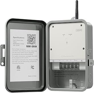 Pool Pump Timer, Outdoor Smart WiFi Box, Heavy Duty 40A 120VAC 2HP Wireless Controller Timer for Pool, Water Heater, Compatible with Smart Phone, Alexa, Google Assistant, ETL Listed