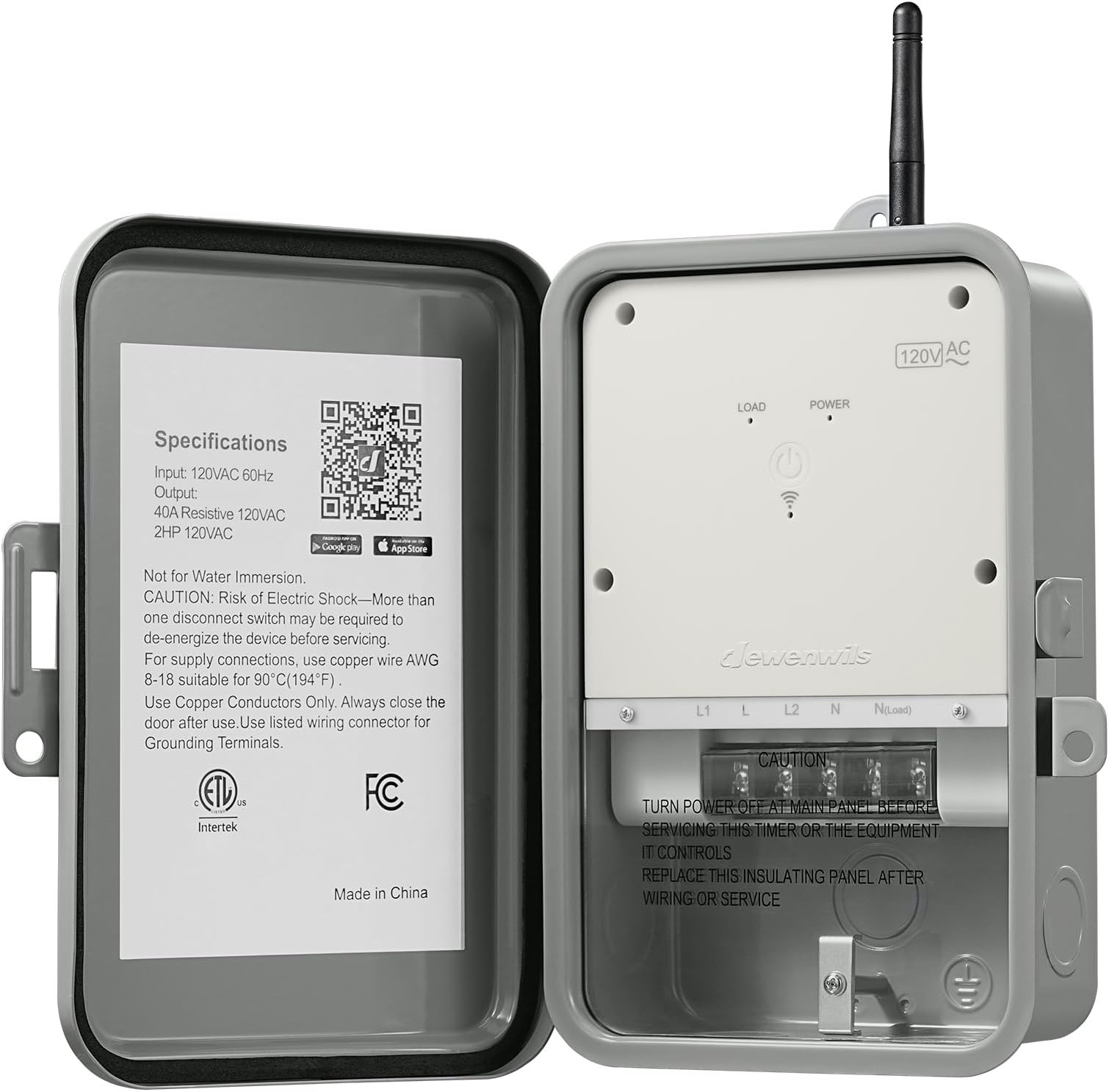 Pool Pump Timer, Outdoor Smart WiFi Box, Heavy Duty 40A 120VAC 2HP Wireless Controller Timer for Pool, Water Heater, Compatible with Smart Phone, Alexa, Google Assistant, ETL Listed