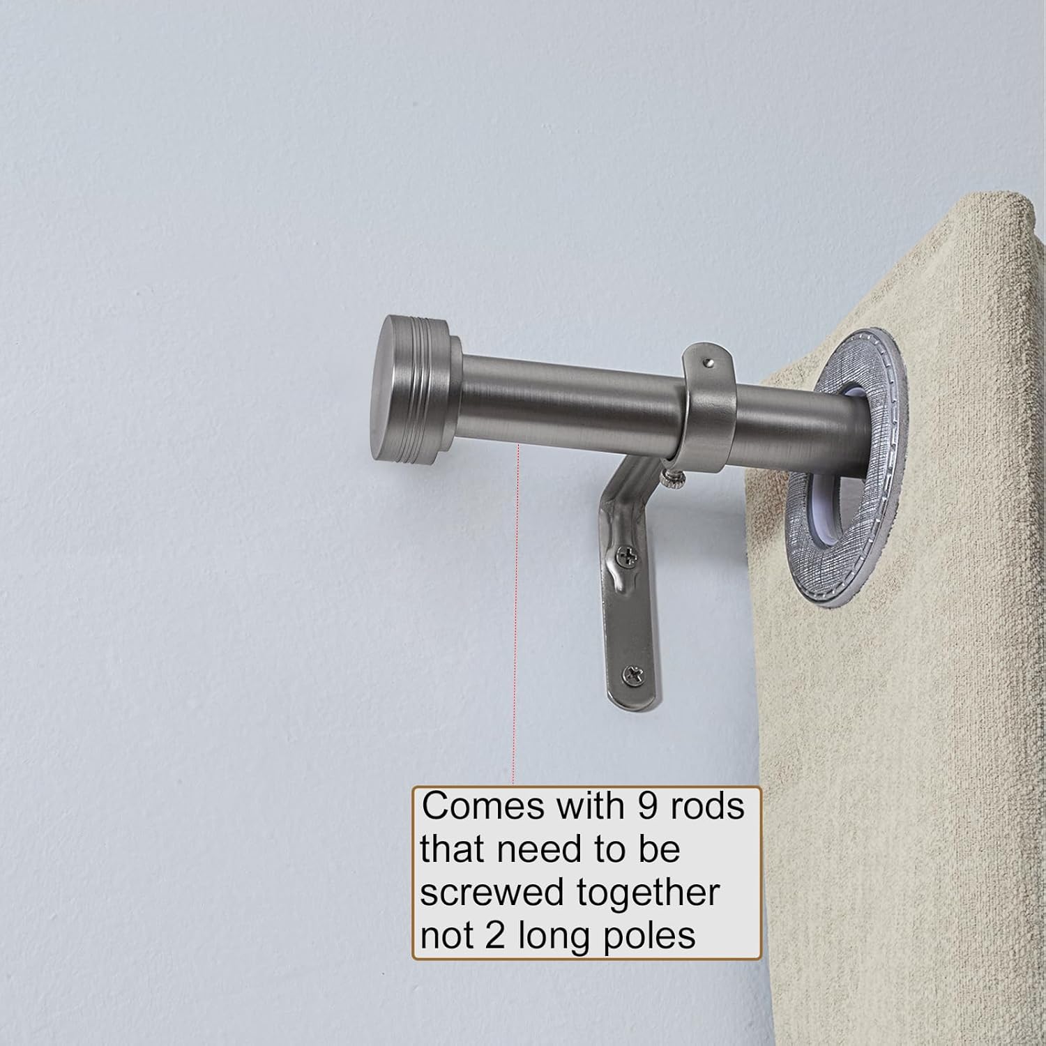 Sand Nickel Curtain Rods for Windows 18-144 Inch,Adjustable Length 1 Inch Diameter Heavy Duty Curtain Rod for Bedroom/Kitchen/Dorm/Apartment/Door