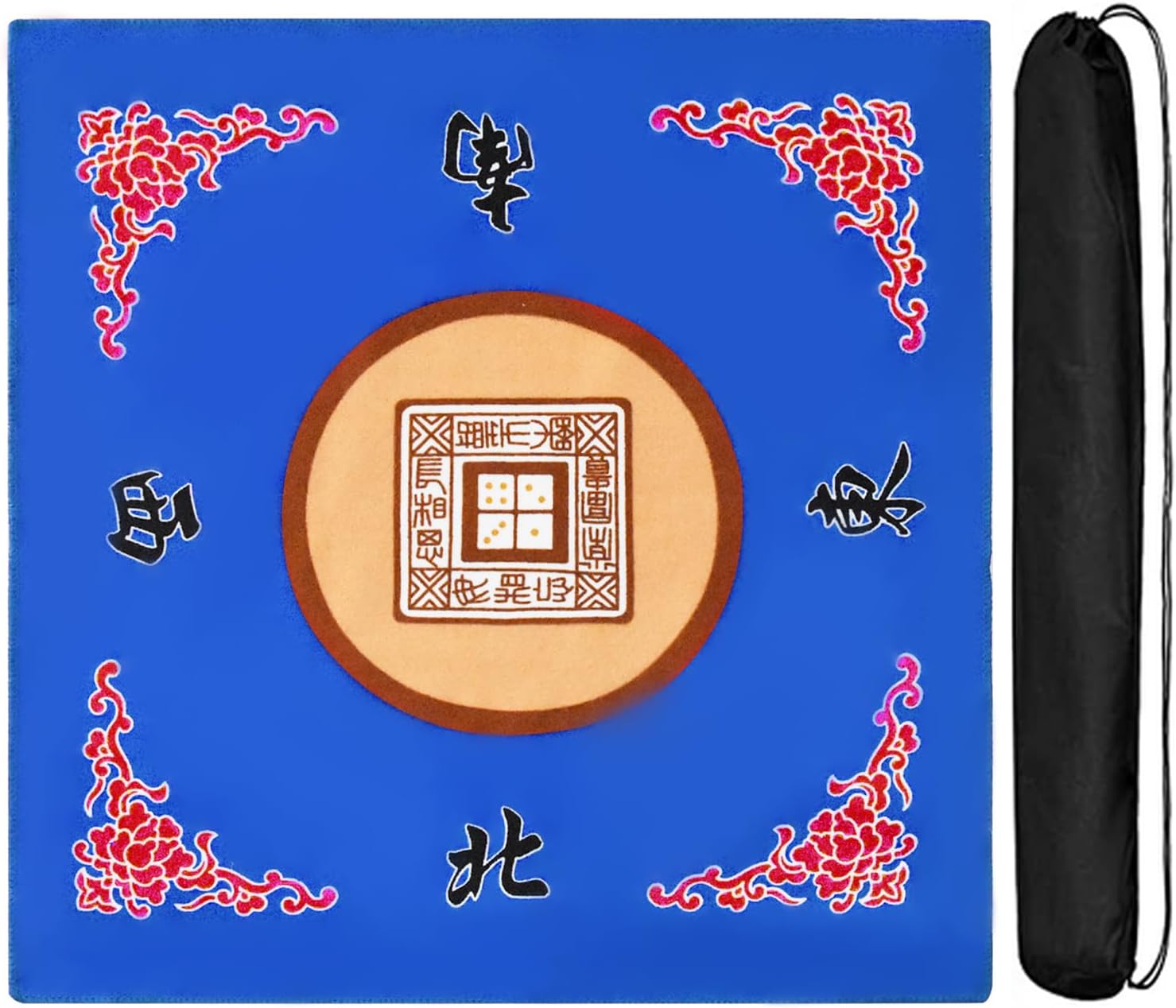 ALANGDUO Mahjong Mat Anti Slip Noise Reduction Table Cover for Mahjong Paigow Poker 31.5 x 31.5 Inches (Blue)