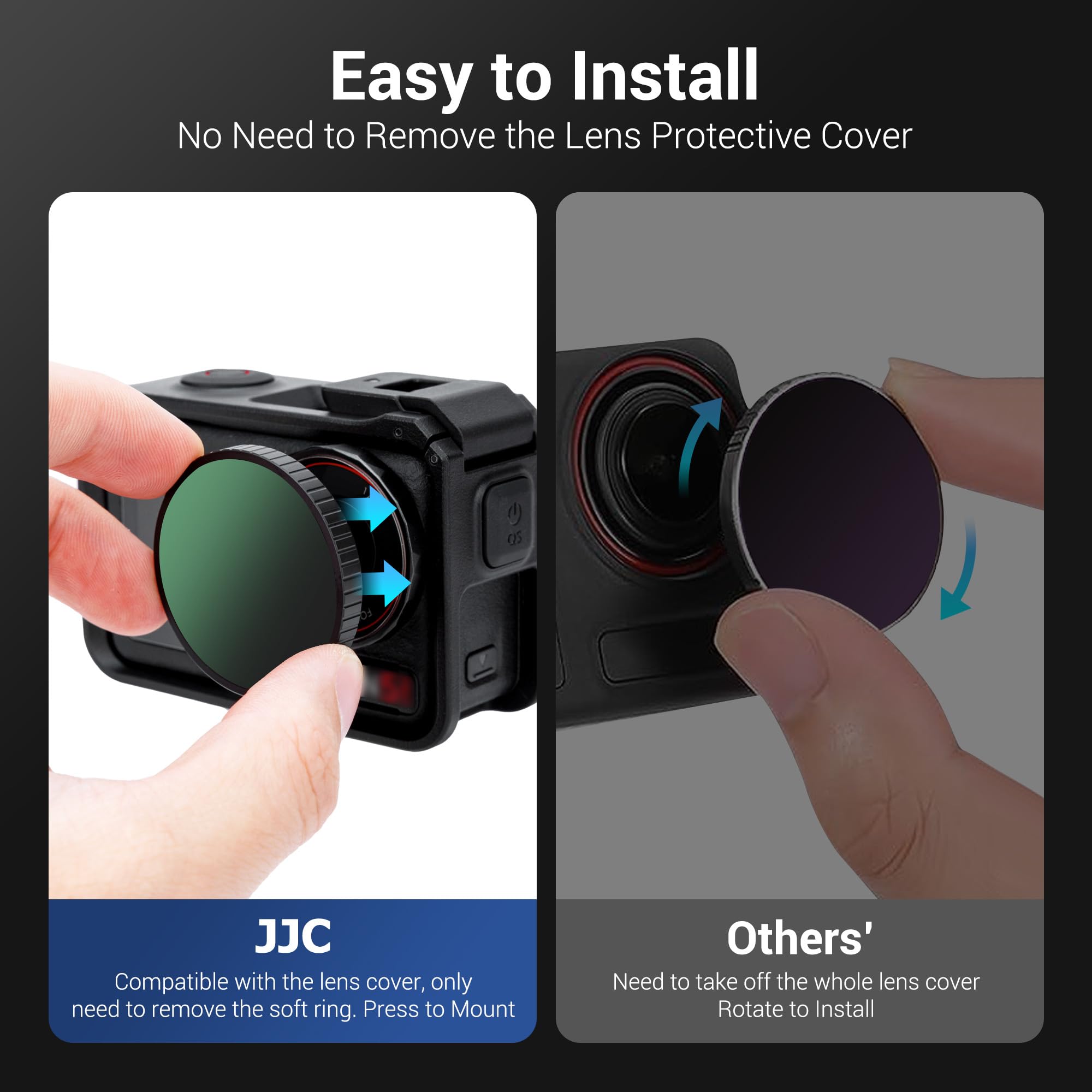 Filtr CPL Push In do DJI Osmo Action 5 Pro/4/3, okrągły filtr polaryzacyjny do DJI Action 5 Pro 4 3 z etui do przechowywania, wiele powłok HD szkło optyczne i aluminiowa rama, akcesoria do obiektywów