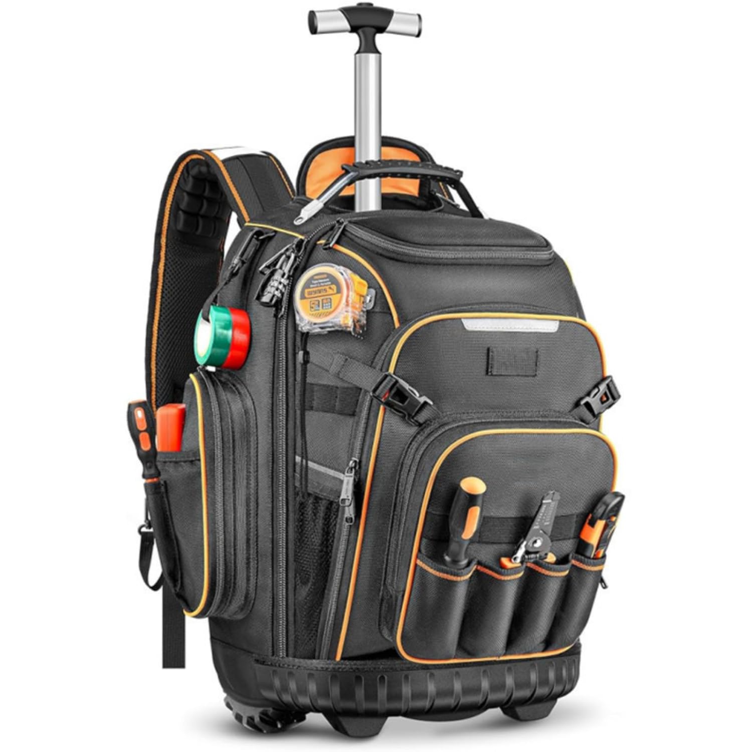 Heavy-Duty Rolling Tool Backpack with Wheels, Portable Rolling Tool Bag for Work, Travel, and Storage