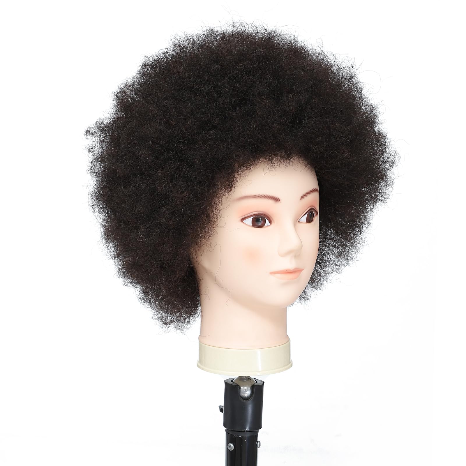 Ausbildung Kopf African American mit 100% Echthaar Schaufensterpuppe Kopf Kosmetologie Afro Haar Manikin Kopf für Praxis Styling Flechten...