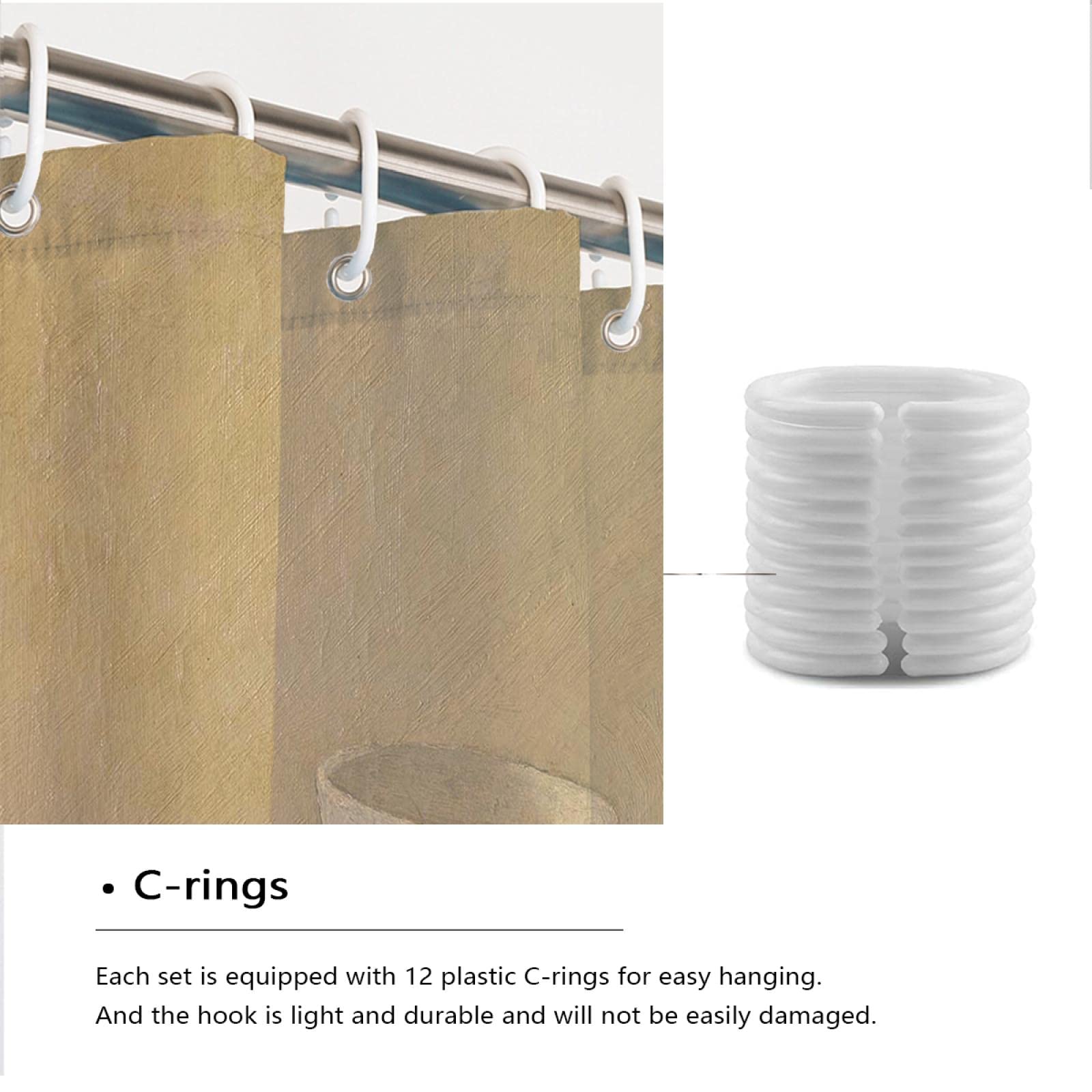 Juego de Cortina de Ducha con Ganchos Giorgio Morandi Cubismo Estilo cubismo Cortina de baño Tela de poliéster Soft Condo Decoración de baño W160xL200cm