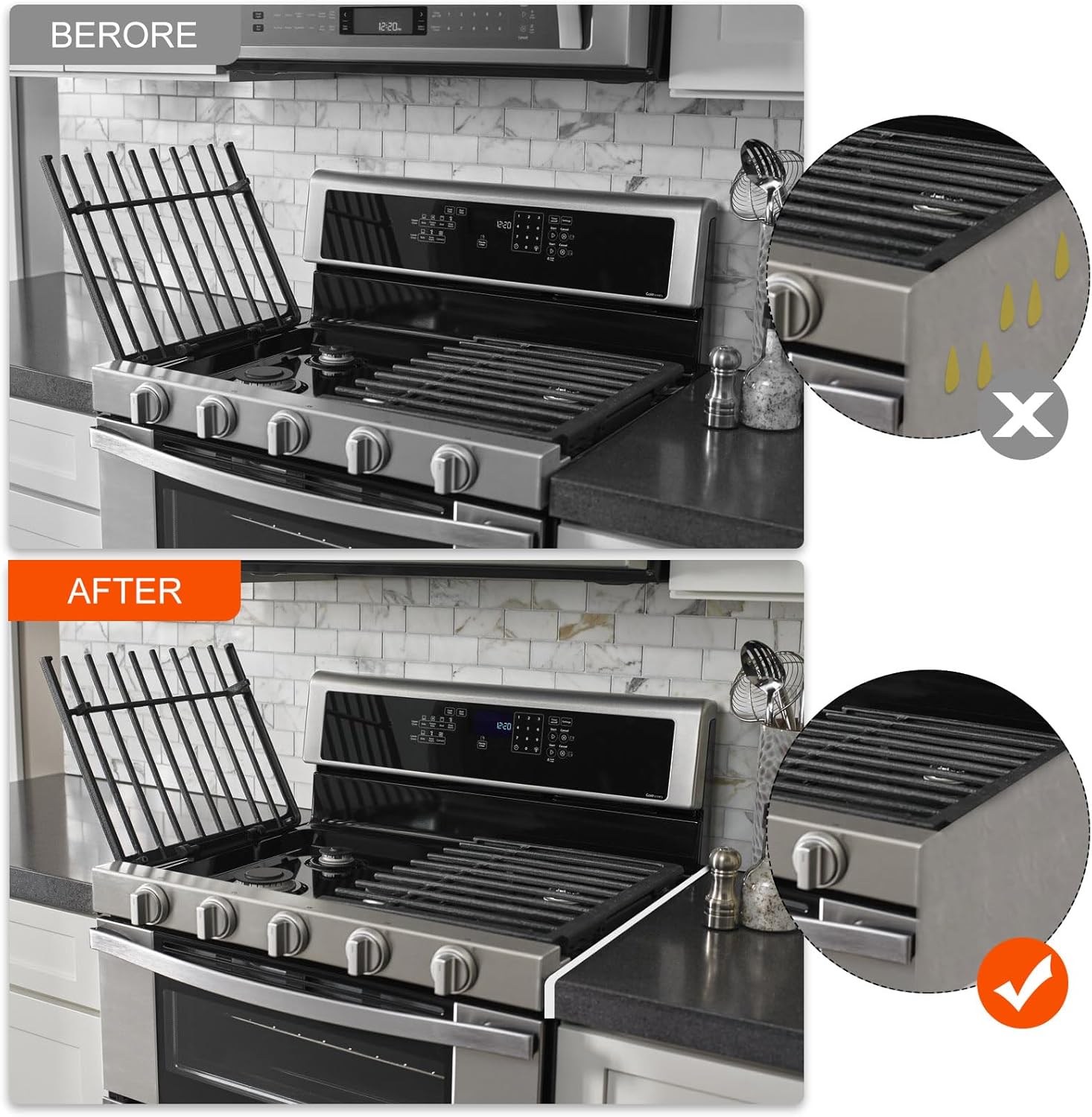 uxcell Stainless Steel Stove Gap Covers (2 Pack), 23 Inch Kitchen Oven Gap Cover, Heat Resistant & Easy to Clean, Gap Filler Between Stove and Counter, Silver