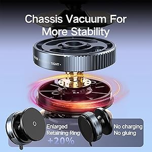 Ultra Vacuum Magnetic Suction Car Phone Holder, 360 Rotatable Car Phone Mount, Suction Cup Car Phone Mount for iPhone 16/15/14/13/12 & All Smartphones, Hands-Free Holder for Car/Mirror/Glass
