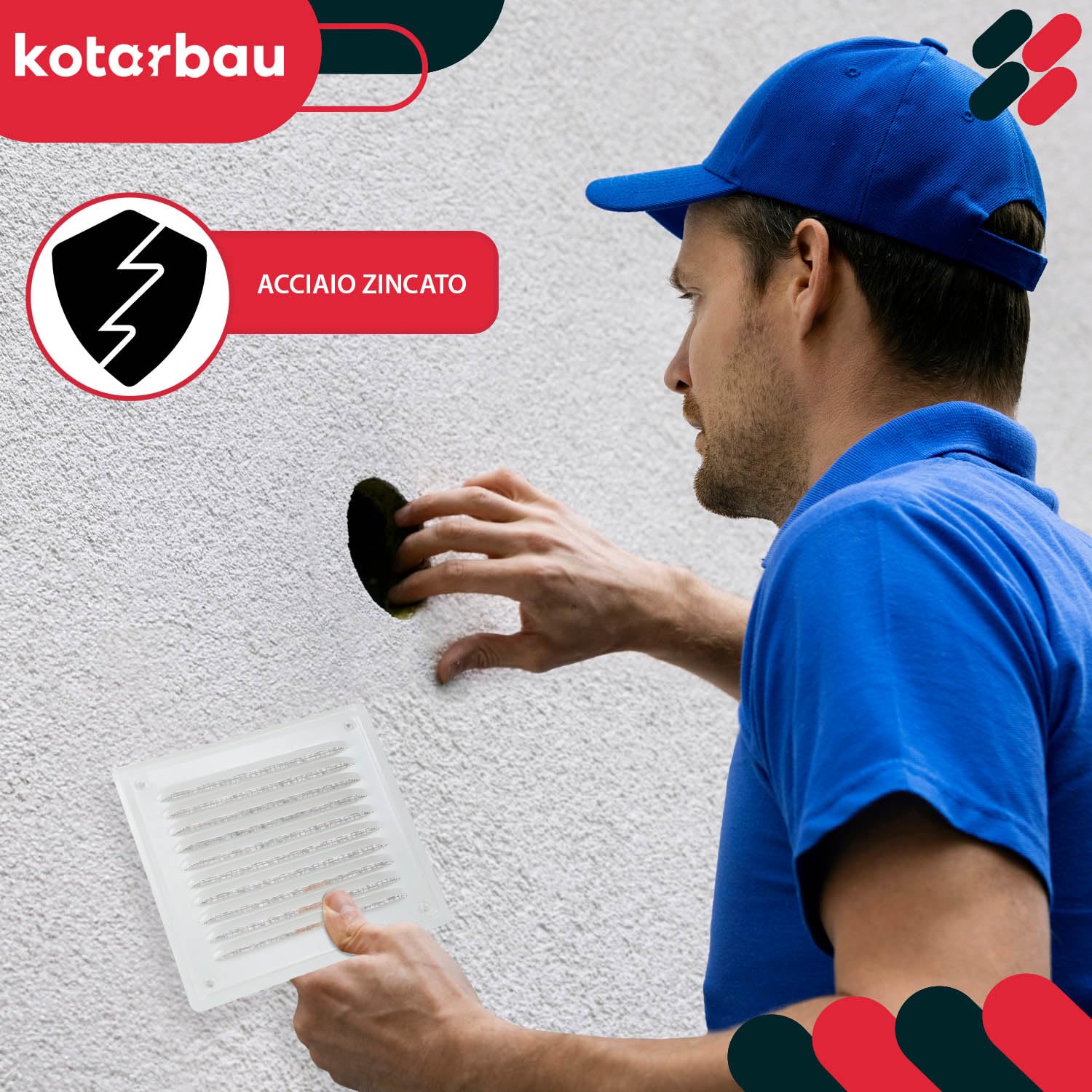 KOTARBAU® Griglia Aerazione Quadrata - Acciaio - 16.5x16.5 cm - Bianco - Griglia Ventilazione - con Rete Anti Insetti - Resistente Alla Corrosione