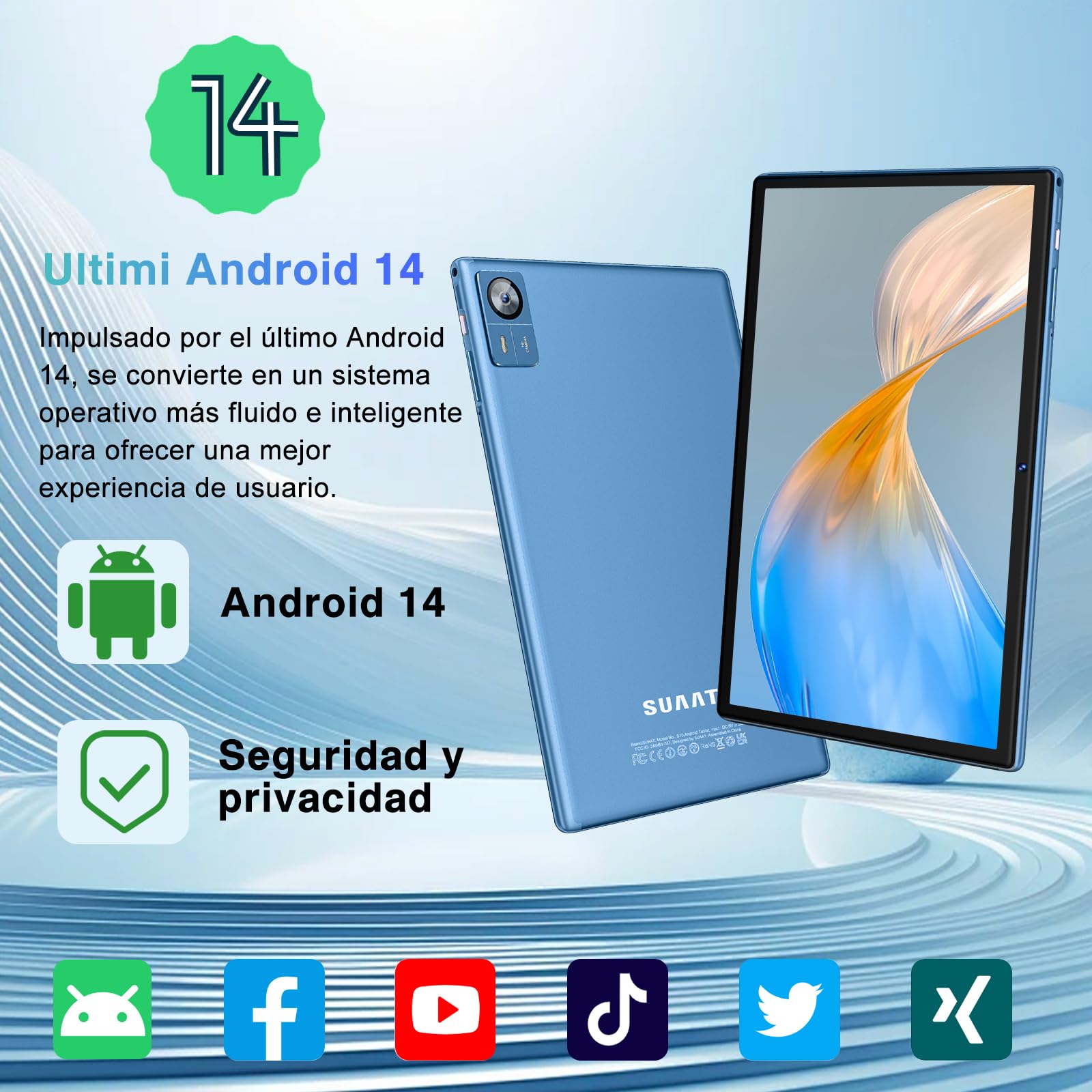 GOODTEL 2026 Tablet Android 10 Pollici 22GB RAM+128GB ROM(2TB TF), 8000 mAH,Octa-Core,2.0Ghz, WiFi5G+2.4G, GPS, 8MP + 5MP, Bluetooth 5.0,OTG, Cast, Tablet PC con Custodia, Tastiera e Mouse,Azul