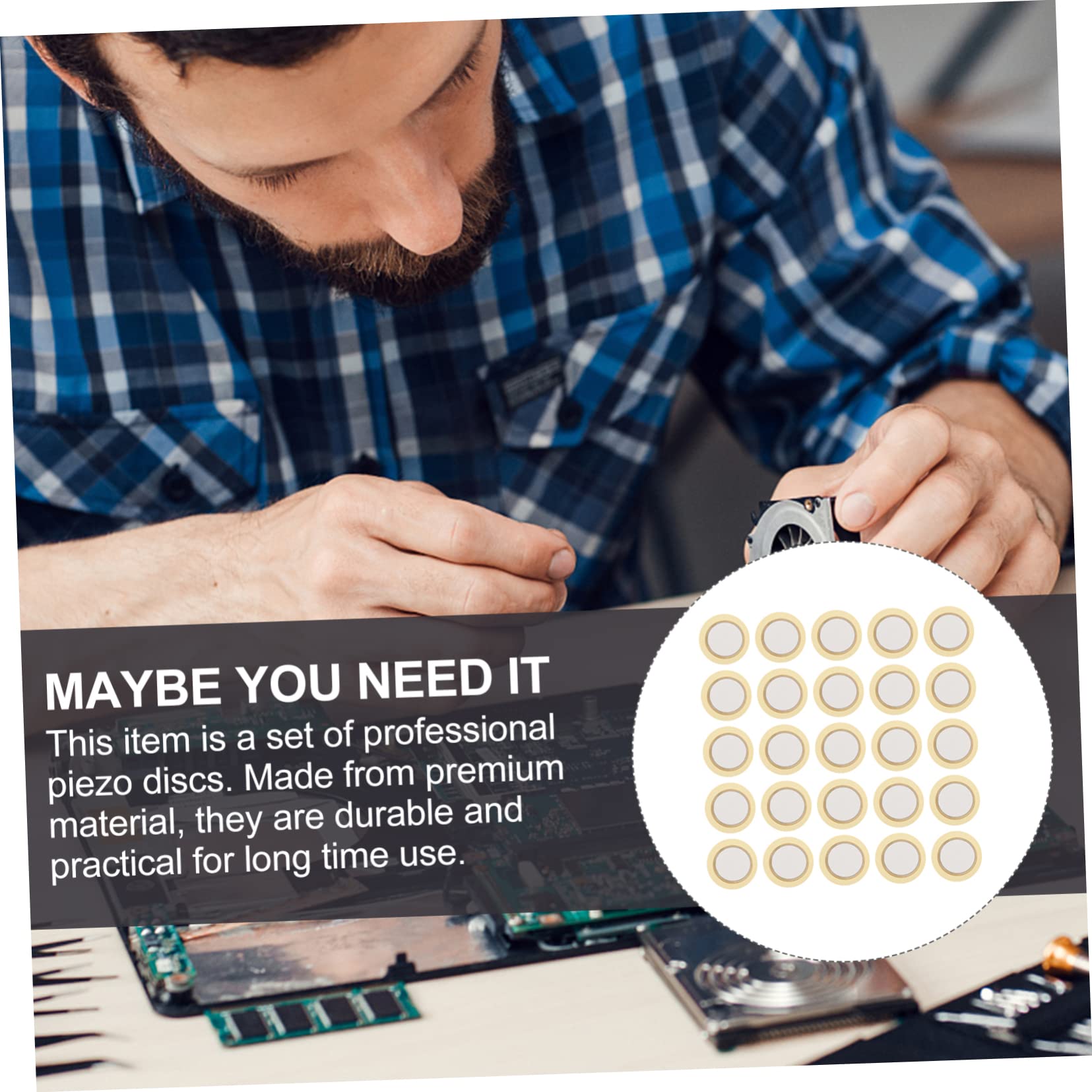 HANABASS 27mm Piezo Discs Acoustic Pickup Piezo Discs Instrument Pickup for Guitar Accessory Diy Projects