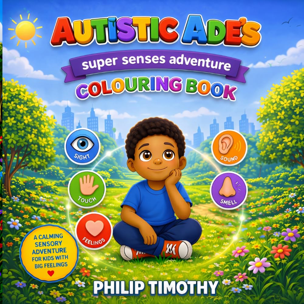 AUTISTIC ADE'S SUPER SENSES ADVENTURE: A Colouring Book for Autistic Kids About Big Feelings, Sensory Experiences, Calm, and Confidence