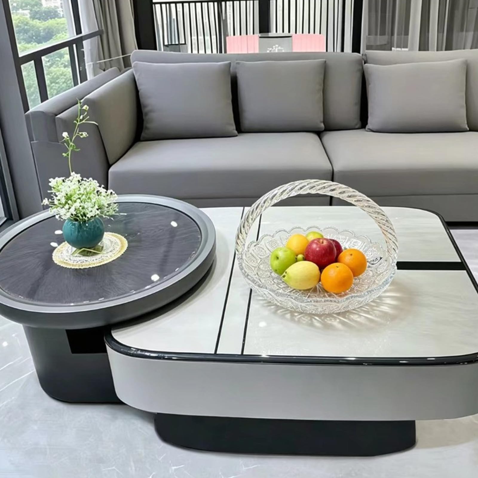 Práctico cuenco de cristal transparente para servir, elegante bandeja decorativa adecuada para frutas, aperitivos y decoración del hogar, platos de frutas transparentes