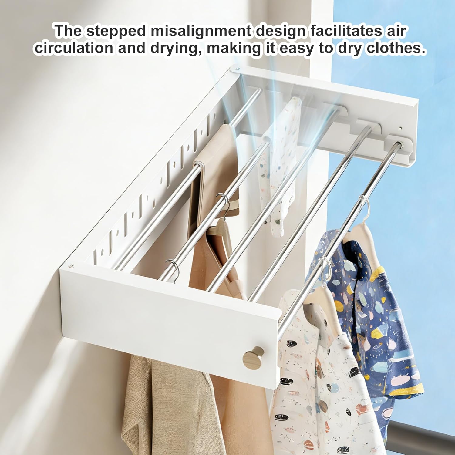 Discreet Folding Laundry Drying Rack Built from Sturdy Stainless Steel Ideal for Compact Living Spaces Simple Clothes Hanger