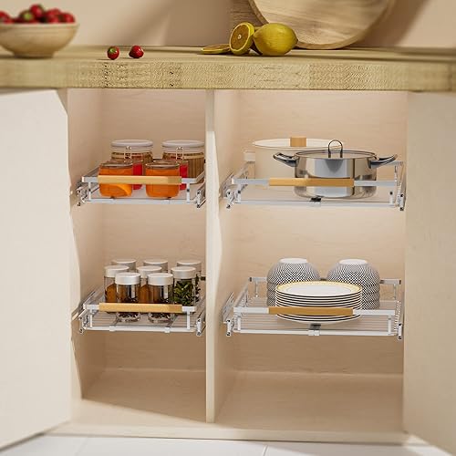 Miniatura 2 de Organizador de cajones de armario extraíble para despensa, estantes organizadores de despensa, estante de almacenamiento de acero inoxidable