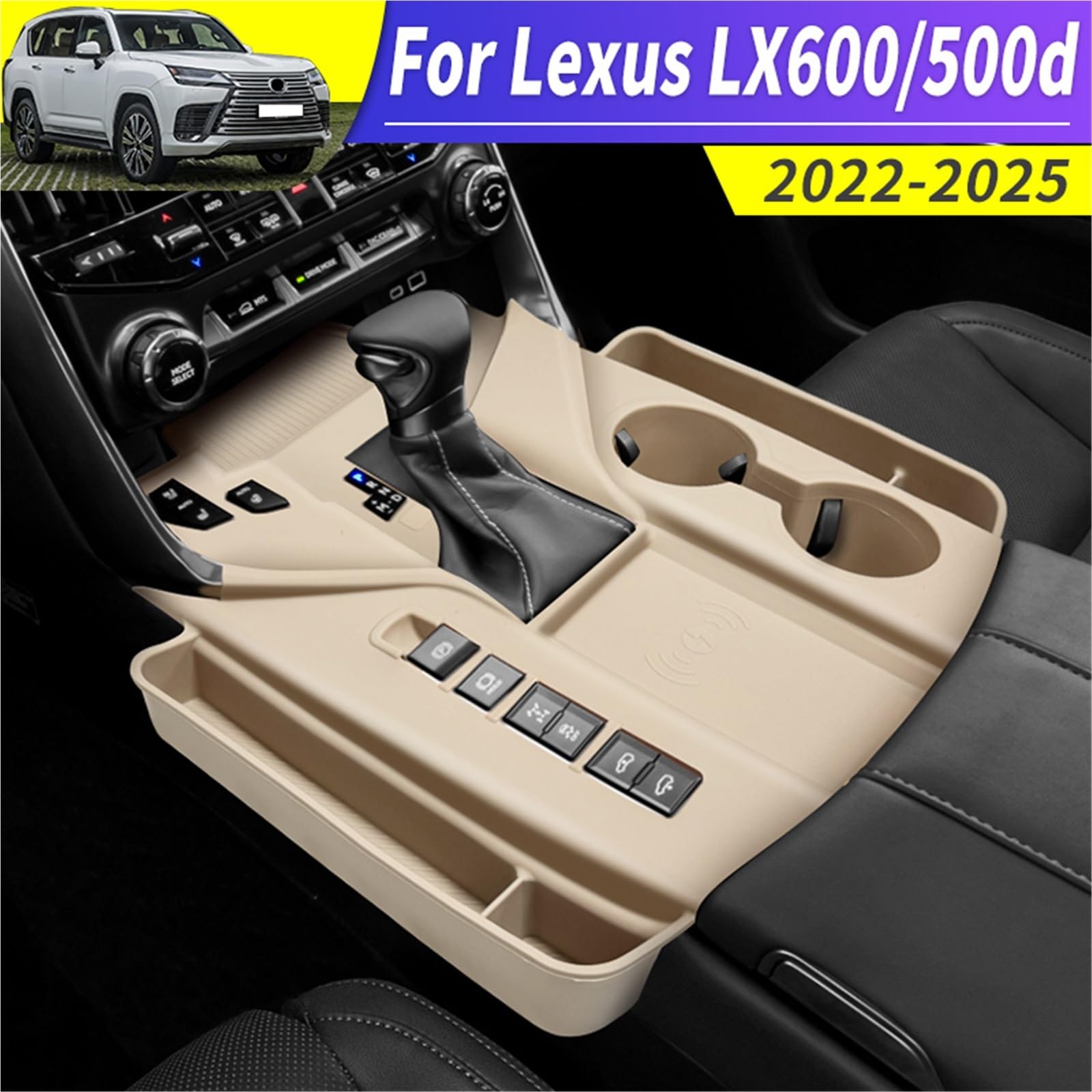 Konsola Środkowa Pasuje do Lexusa LX600 LX500d 2022-2025 Osłona konsoli środkowej Osłona skrzyni biegów(Black)