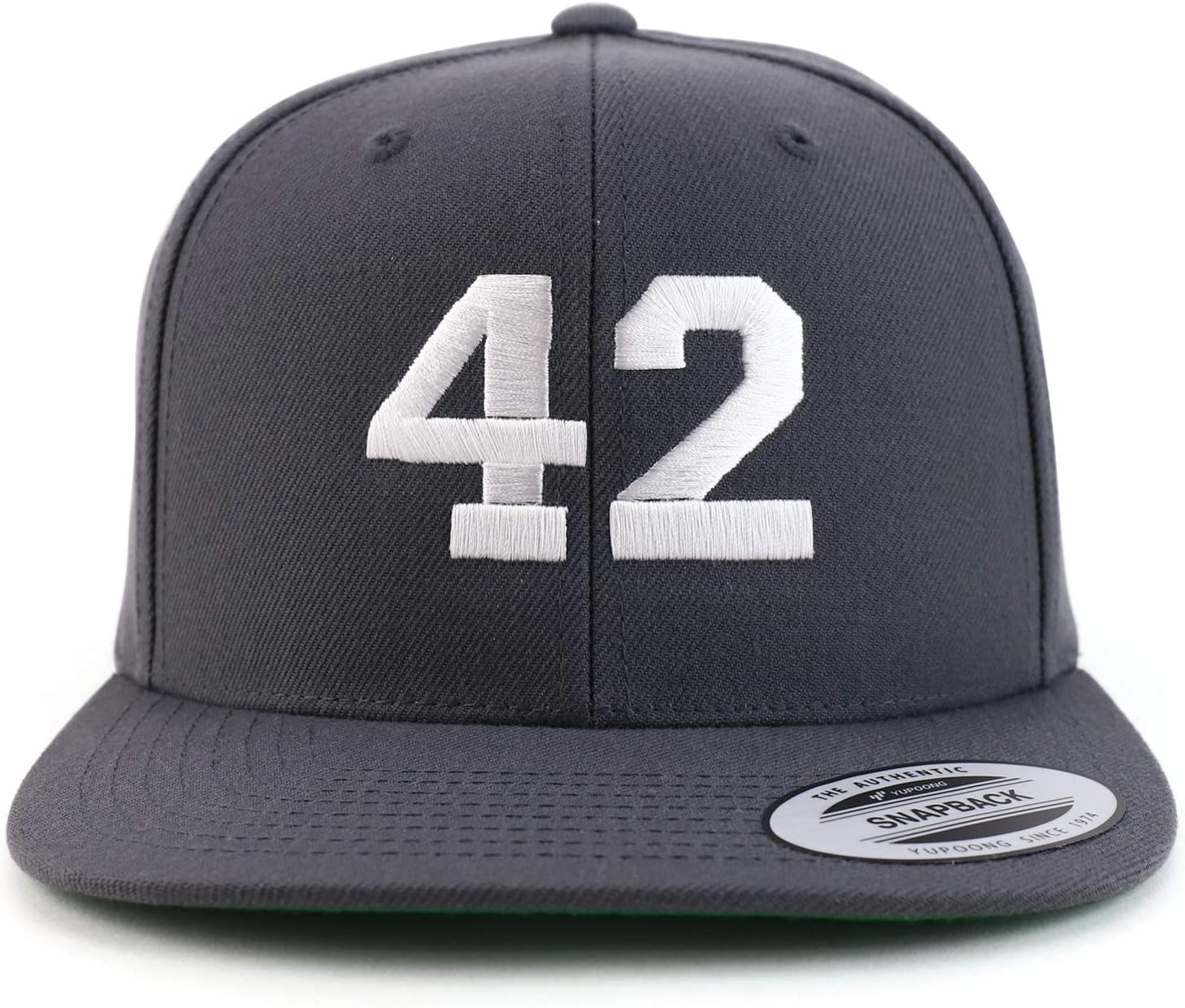 Trendy Apparel Shop Number 42 White Thread Embroidered Flat Bill Snapback Baseball Cap