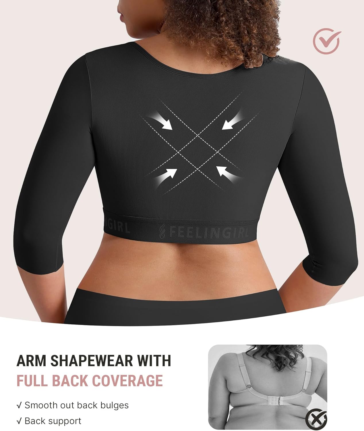 FeelinGirl Arm Compression Sleeve Women Upper Arm Shaper Post Surgery Front Closure Shapewear Bra