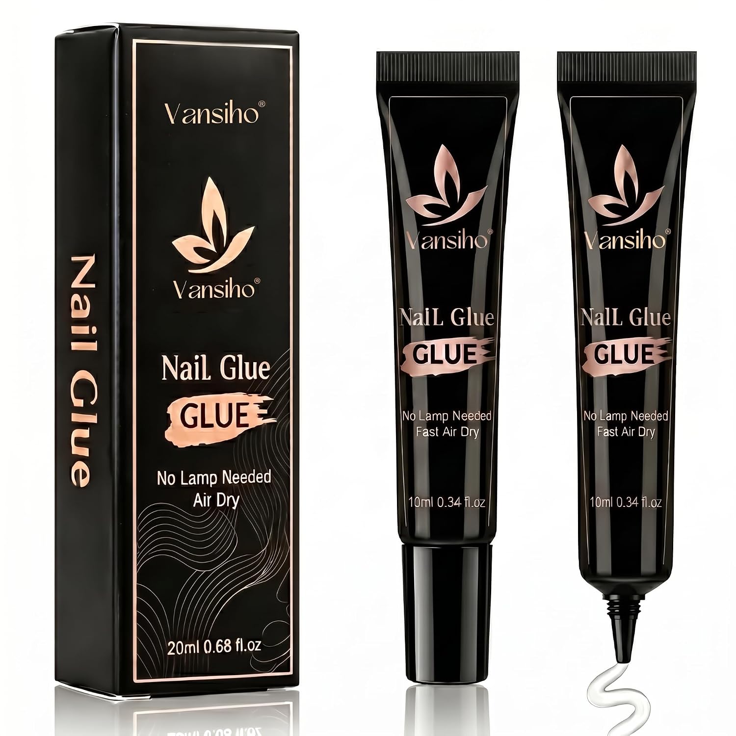 Vansiho Gel Nail Glue, 2Pcs*10ml Solid Nail Glue for Press Ons, Best Soft Gel Nail Glue for Press on Nails, No UV Light Needed, Long Lasting