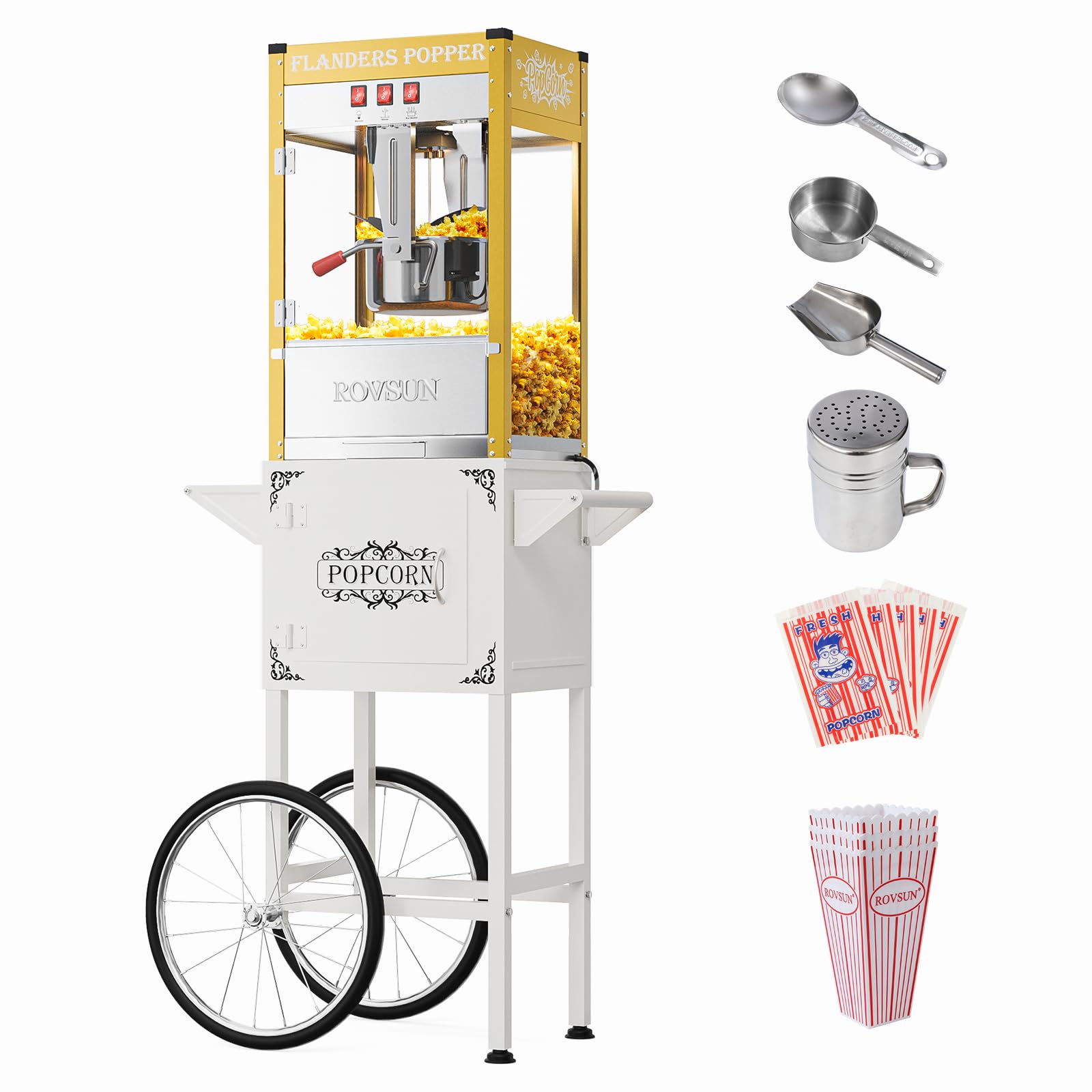 ROVSUN Popcorn Machine with Cart (Golden)