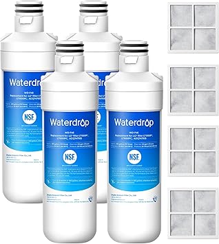 Waterdrop LT1000PC ADQ747935 Refrigerator Water Filter and Air Filter, Replacement for LG LT1000P, LMXS28626S, LFXS26973S, LFXS26596S, LFXS28596S, ADQ74793501, ADQ74793502 and LT120F, 4 Combo