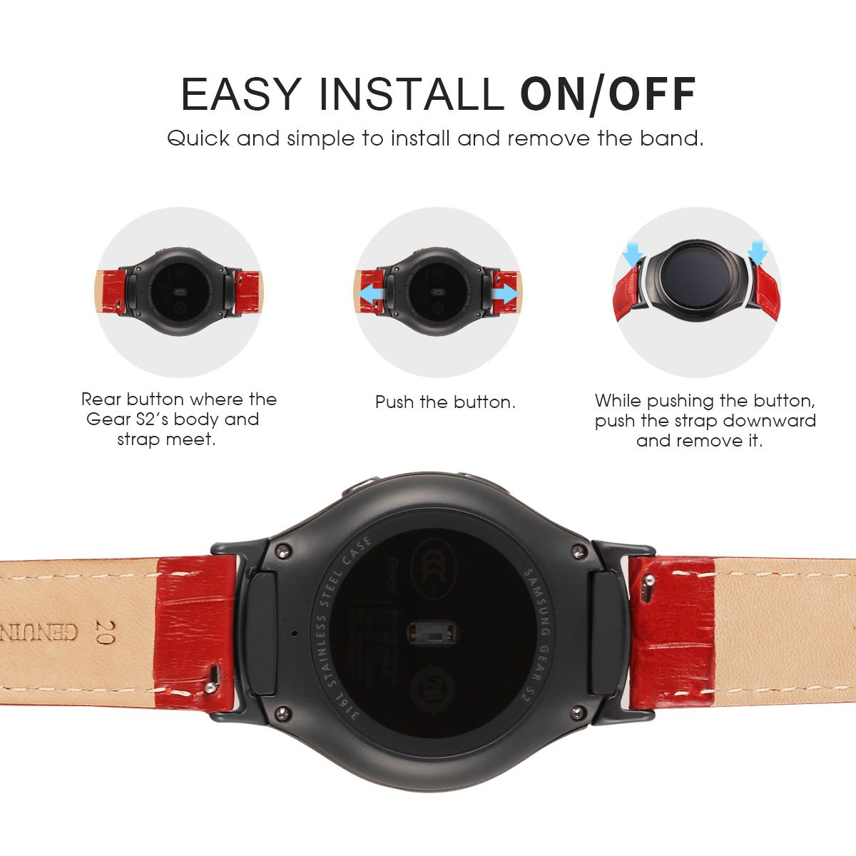 Valkit Compatible Gear S2 Bands Genuine Leather Smart Watch Band