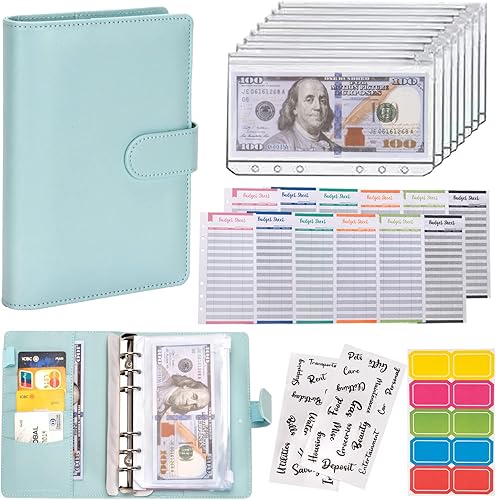 Miniatura 12 de Carpeta presupuestaria sobres de efectivo A6 carpeta de ahorro de dinero con sobres con cremallera (blanco)