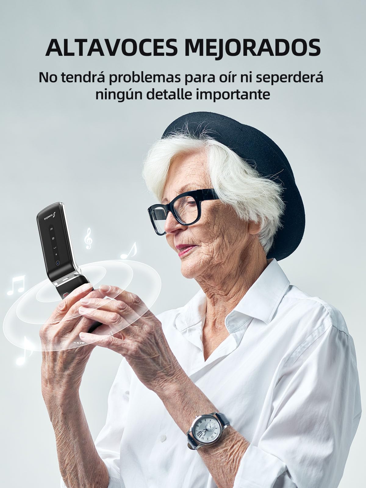 SweetLink F1 Teléfono Móvil para Personas Mayores con Tapa, Teclas Grandes y Volumen Alto, Botón SOS, Bateria 1000mAh, Doble SIM, Pantalla 2,4", Incompatible con lowi/Movistar/Digi/Vodafone