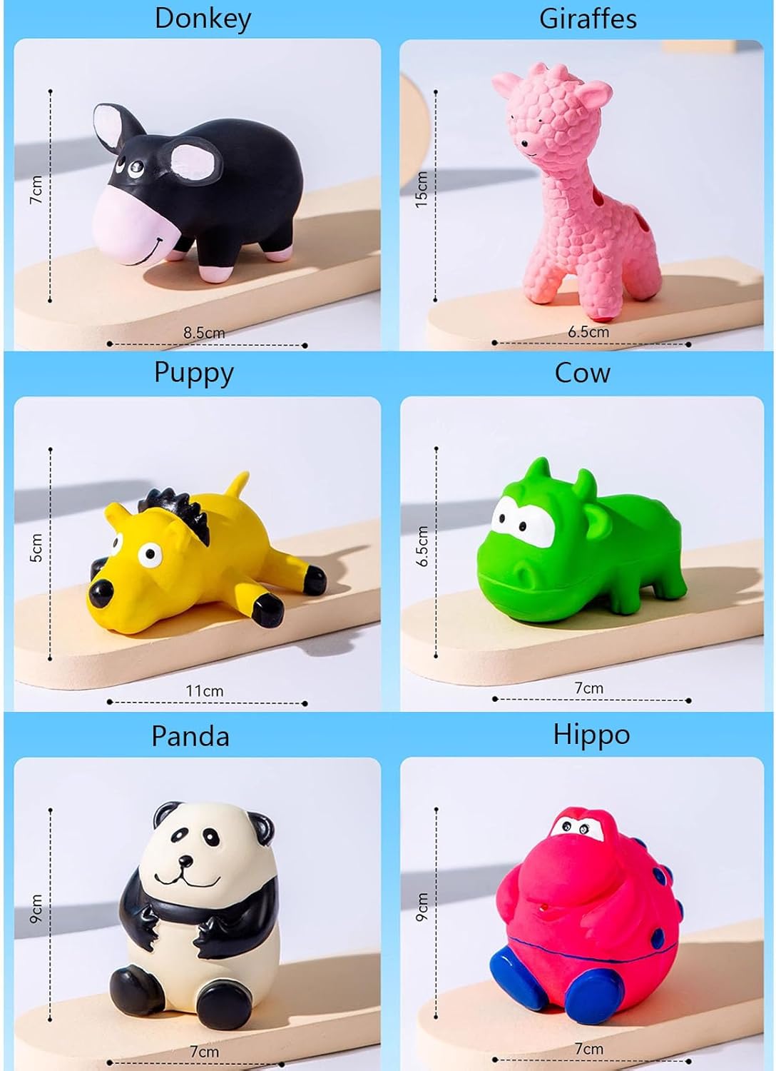 6Pcs Dog Toys Squeak Latex Puppy Toy Funny Animal Sets Pet Interactive Play for Dog (6Pcs)