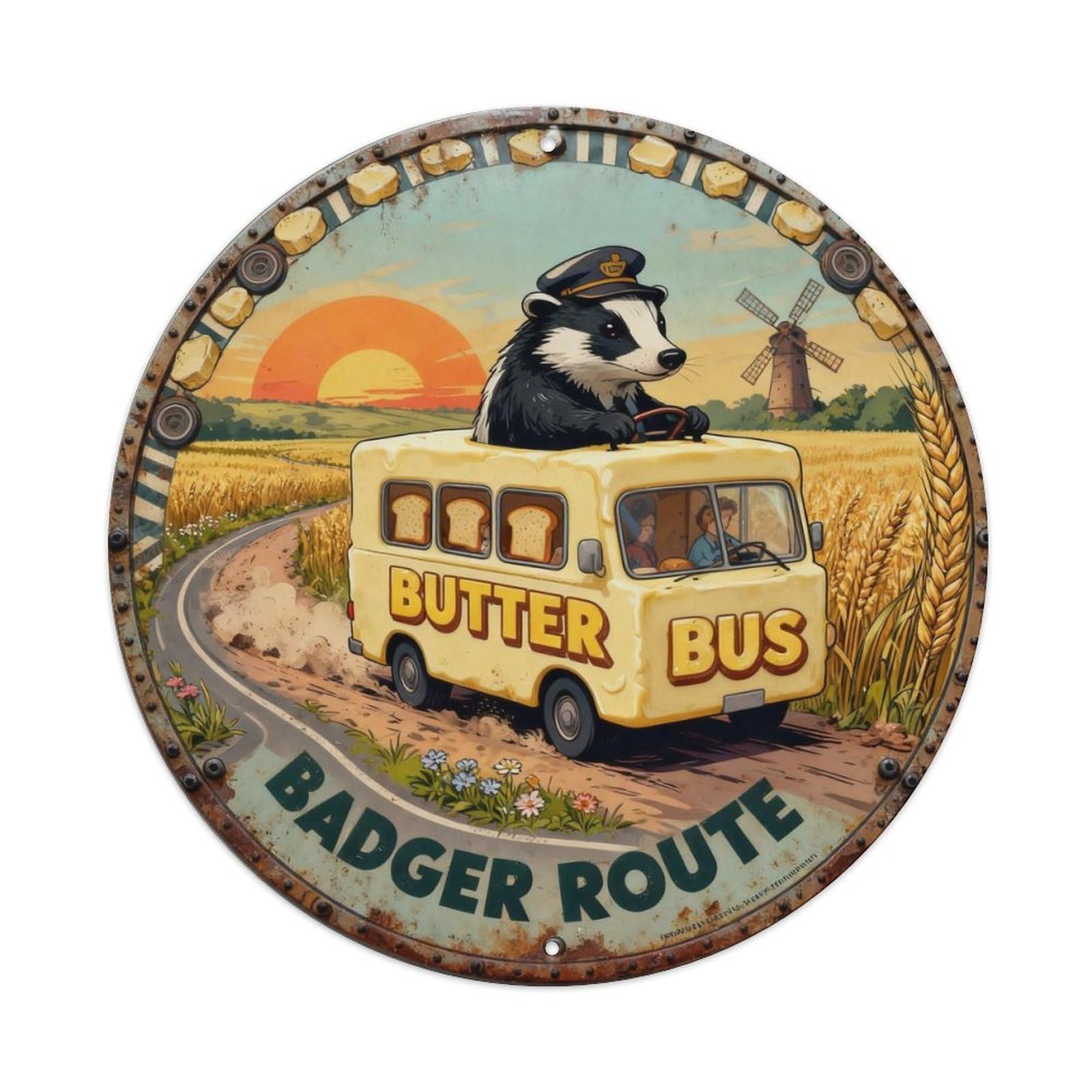Butter Bus Sign Metal Tin Sign Plaque