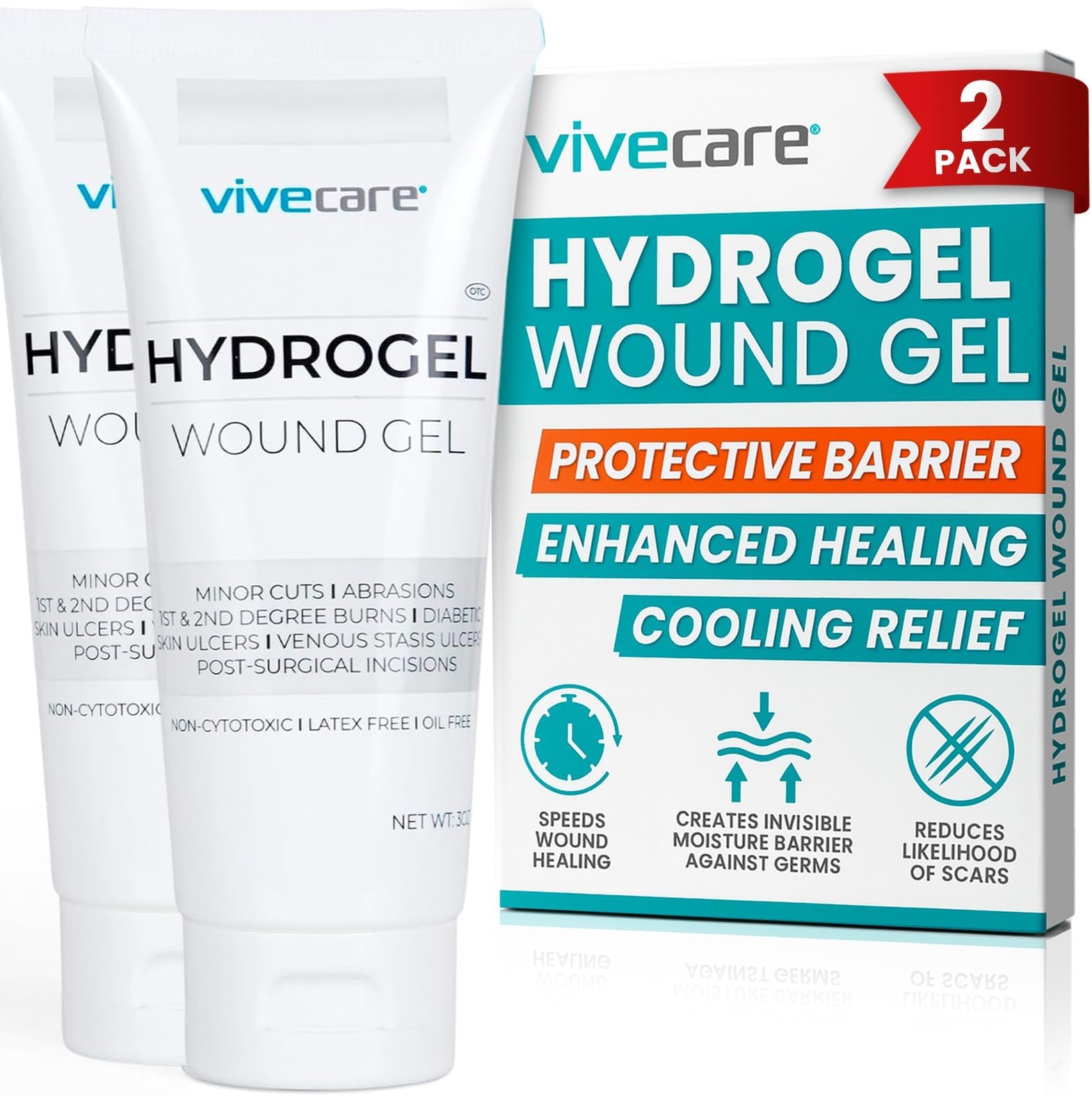 Vivecare Hydrogel Wound Dressing 3 Oz Tube First Aid Healing ...