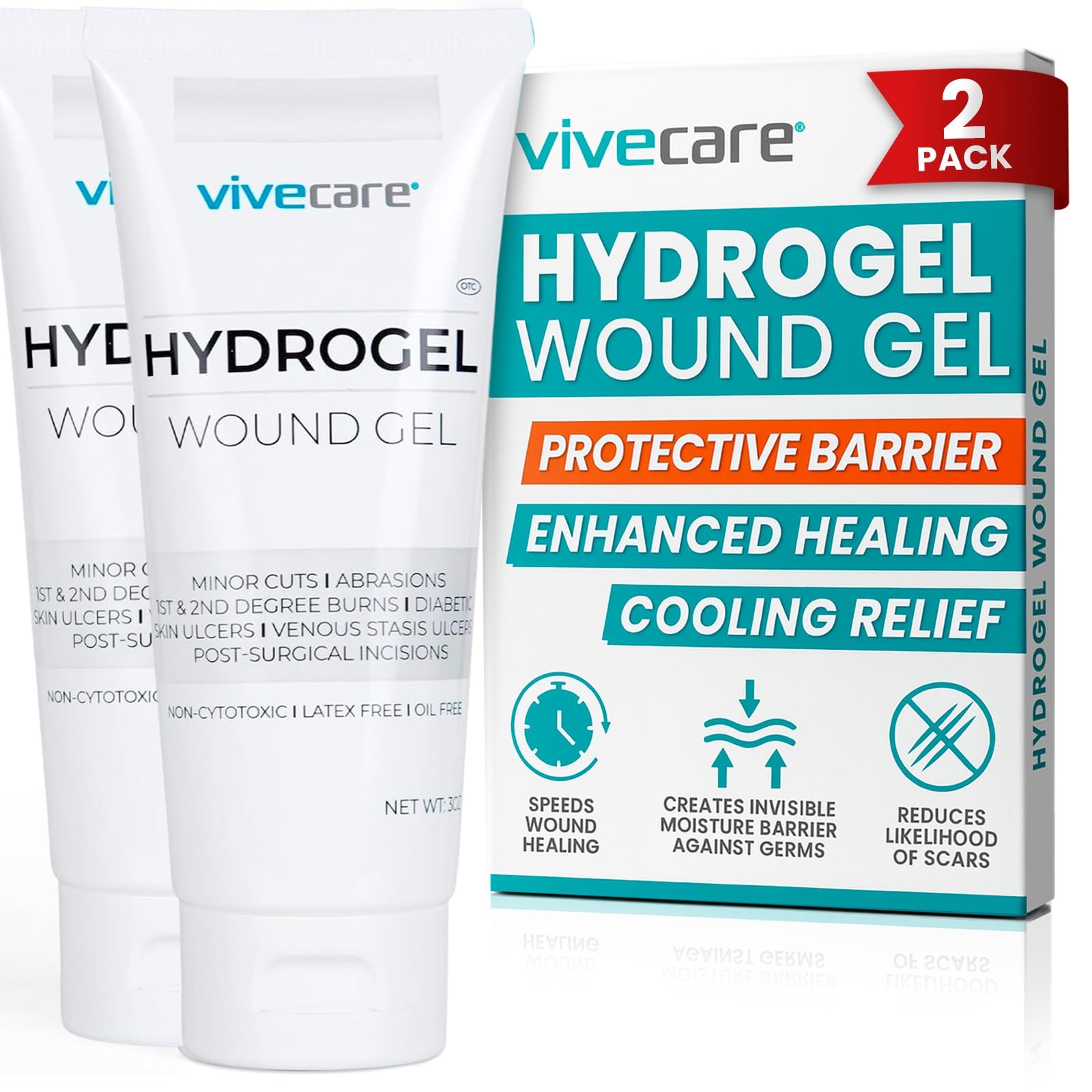 Amazon.com: ViveCare Hydrogel Wound Dressing (3 Oz Tube) - First Aid  Healing Gel for Burns, Diabetic Ulcers, Cuts, Surgical Incisions,  Debridement, Open Wounds - Soothing Skin Repair Cream Ointment (2) :  Industrial & Scientific