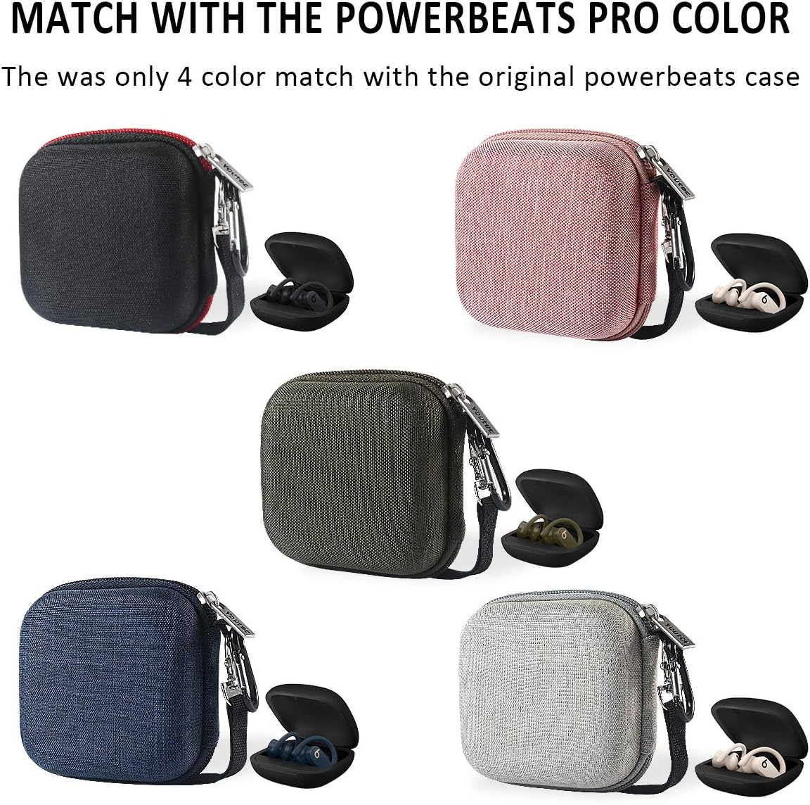 Compatible with Powerbeats pro Case Cover, Hard Travel Protective Carrying Storage Cover Case Nylon Accessories Bag Women Men with Lanyard + Carabiner Compatible with Power Beats Pro - Image 7