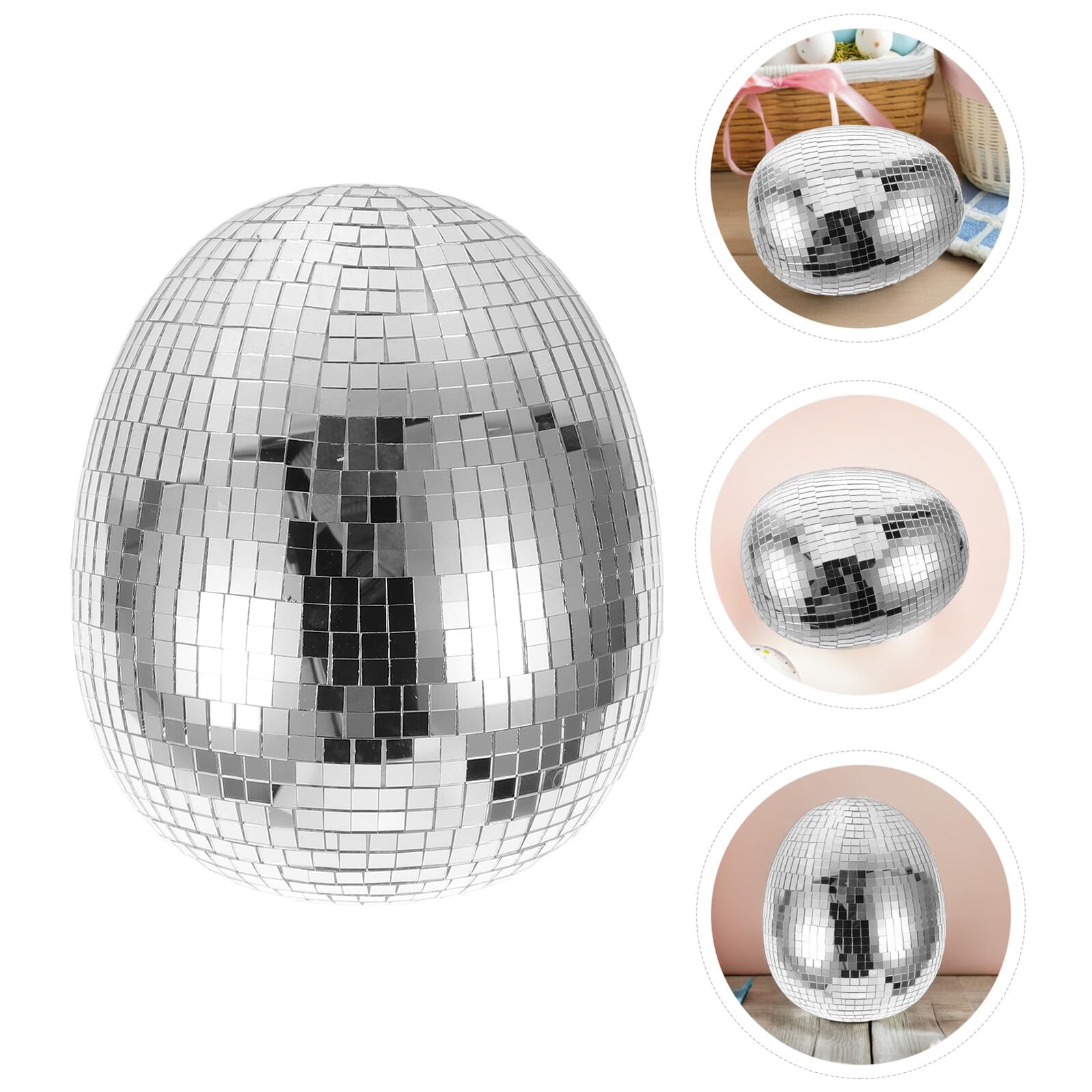 Beavorty Uovo Specchio da Discoteca Argento Decorazione Pasquale in Vetro Leggero Riutilizzabile per Eventi Giardino e Feste Effetto Riflettente Unico e Creativo