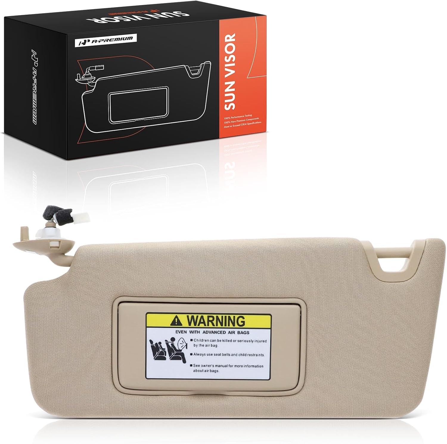 A-Premium Driver Left Side Sun Visor Compatible with Honda Accord 2008-2012 - with Vanity Light, with Vanity Mirror, Beige Color - Replaces 83280-TA0A9-1ZB, 83280TA0A91ZB