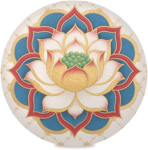 Flower Indian Style Decorative Round placemats Spring Reversible Quilted placemats individuales para comedor 15.4x15.4in Set of 6