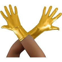 Aniler Unisex Shiny Metallic Wrist Length 1980s Costume Party Gloves