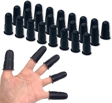 24 Pcs Black Silicone Hot Glue Gun Finger Caps, Anti-Slip and Reusable Silicone Thumb Protectors, Finger Guard Protectors for Hot Glue, Wax, Resin, Honey, Adhesives, Scrapbooking, Sewing, and More