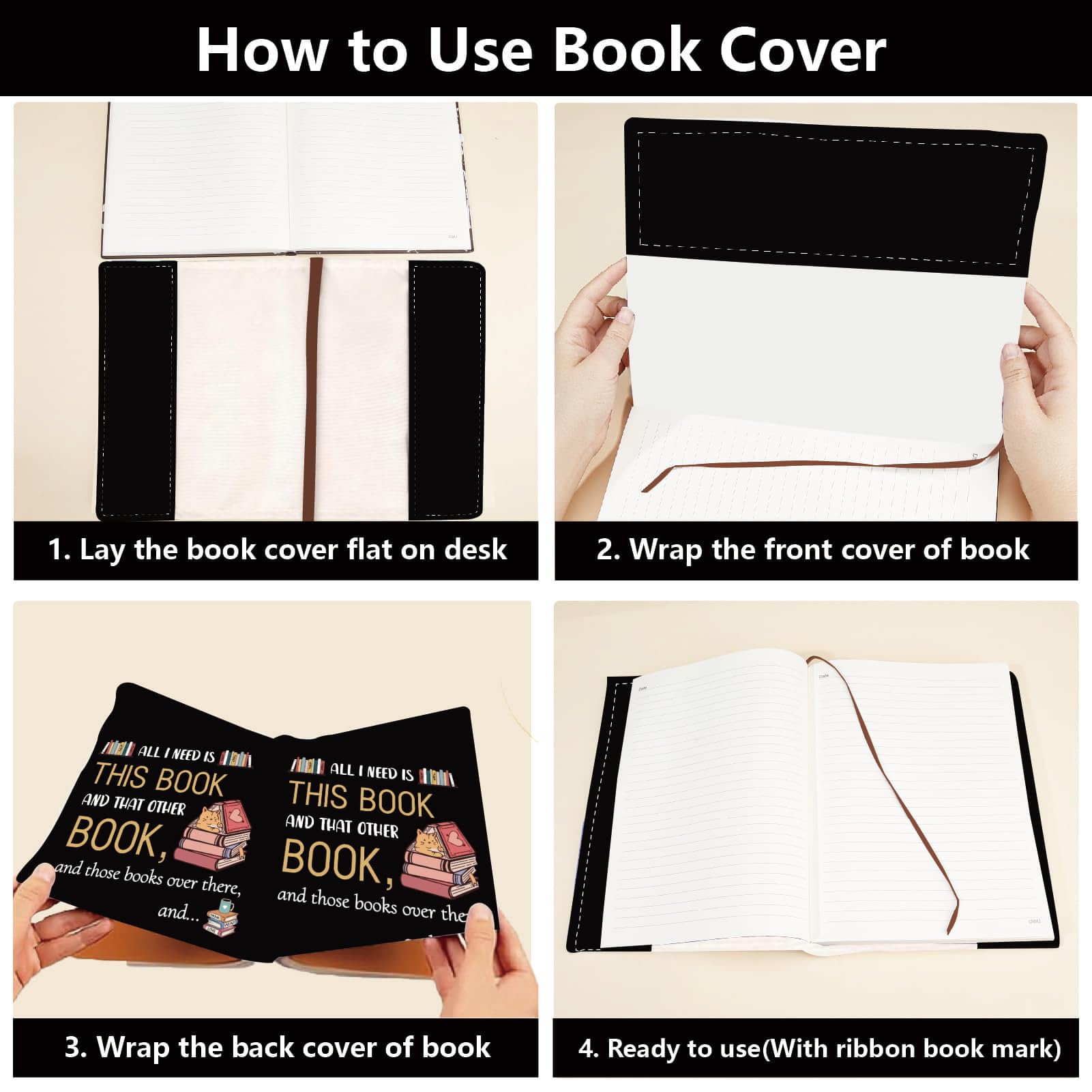 CRASPIRE A5 Book Sleeve Covers Washable Book Protector Book Sox Paperbacks 12.4x8.8Inch Fit Adjustable Book Sleeve Cover for A5 Books Office Supplies Reusable School Supply - Image 3