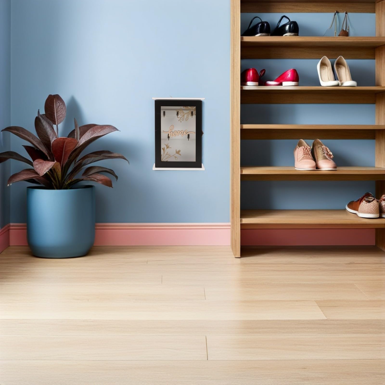 Luxshiny Armario de Llaves de Madera Rústica Negro, Organizador Colgante para Pared con Cerradura, Caja de Almacenamiento para Entrada y Oficina, Llavero de Pared Decorativo y Funcional