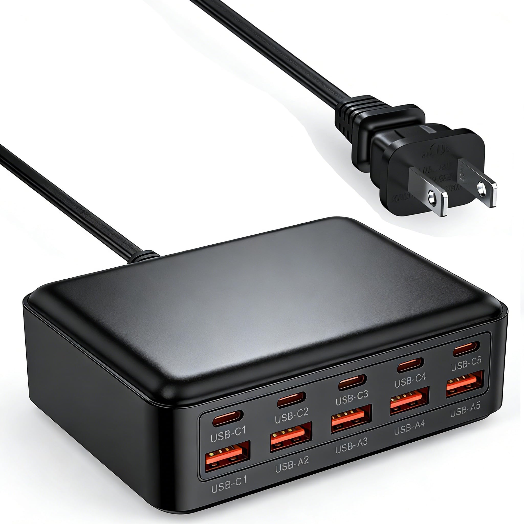USB C Charger Station for Multiple Devices 10-Port Desktop USBC Charging Hub with 5 USB-C 5 USB-A Multi