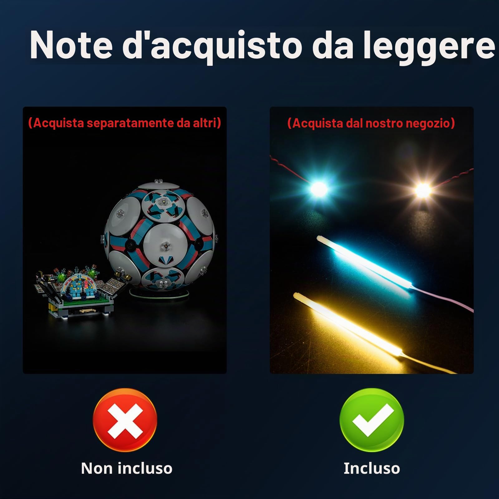 Kit di illuminazione decorativa compatibile con Lego 43019 Soccer Ball (senza modello), kit di luce LED compatibile con i mattoni Lego Soccer Ball