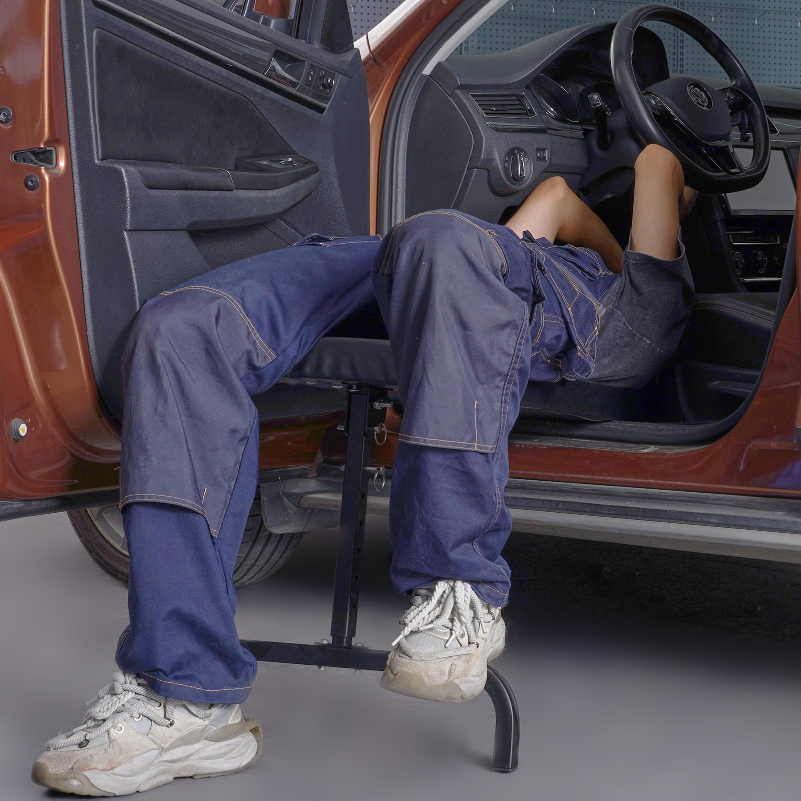 VEVOR Carrello Sotto il Cruscotto, 1016 mm, Capacità 149,7 kg Carrello Garage Meccanico con Ruote, Altezza Regolabile da 515-695 mm, Appoggiato in Posizione Verticale, Supporto Pieghevole Facile