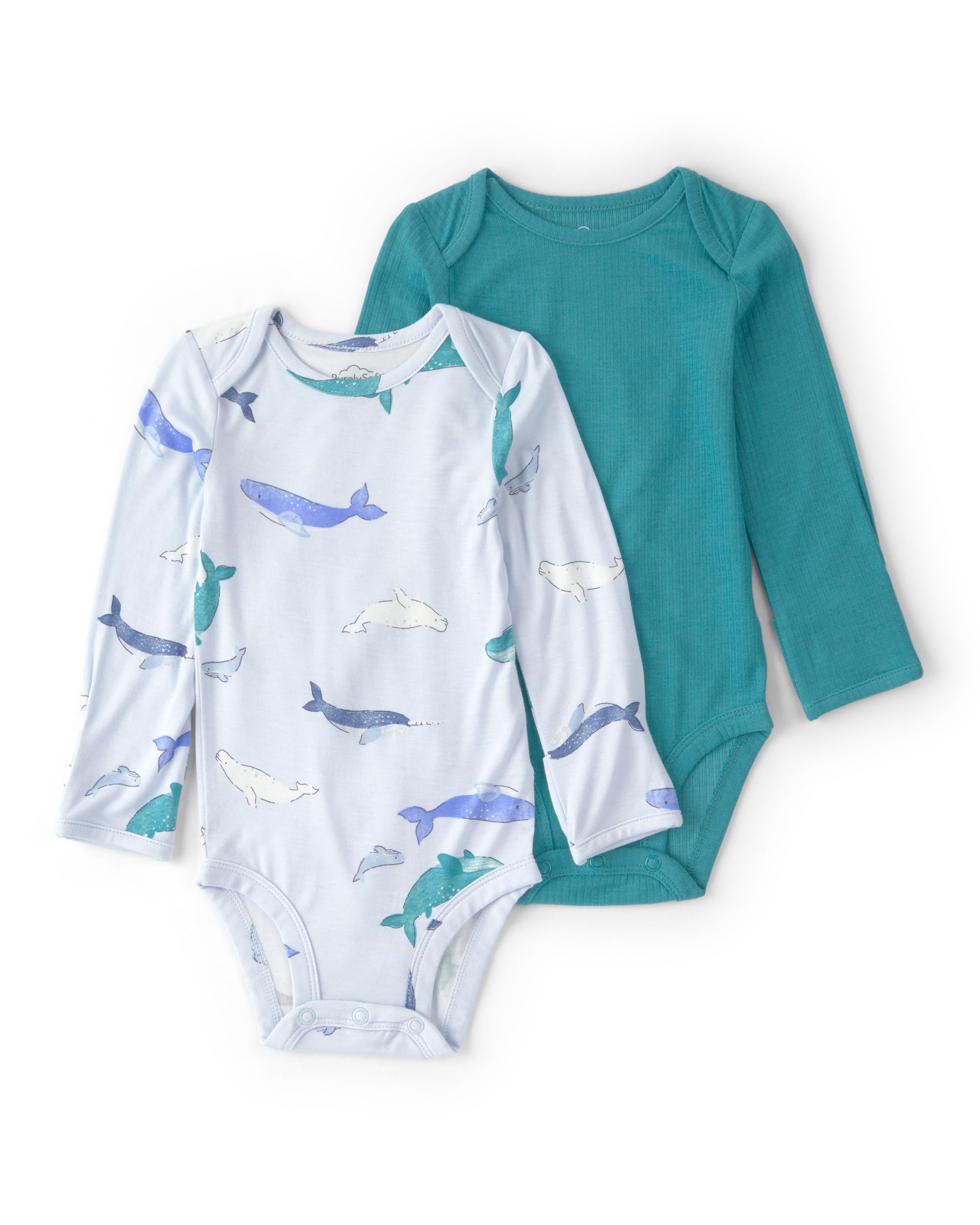 Carter's Pacote com 2 bodies de manga comprida Purelysoft para bebês meninos, Baleia azul, 24 Months