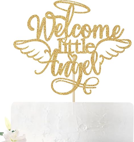 Decoración de pastel de bienvenida de ángel pequeño, decoración de pastel de cumpleaños de bebé, letrero de alas para baby shower, suministros de