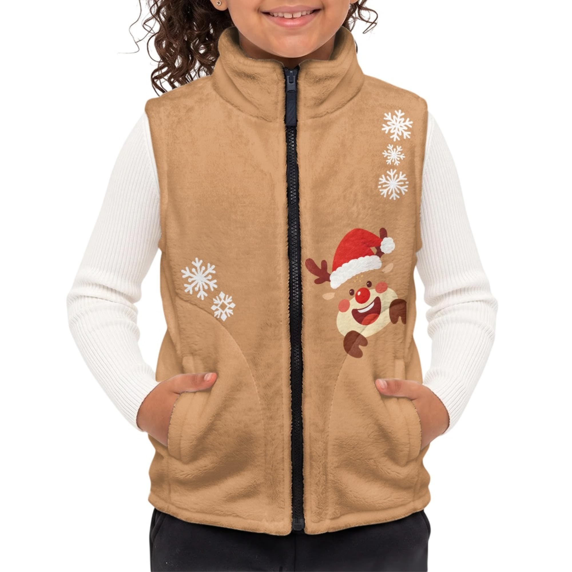 Amzbeauty Chaleco para niña y niño, abrigo de doble cara, estampado de