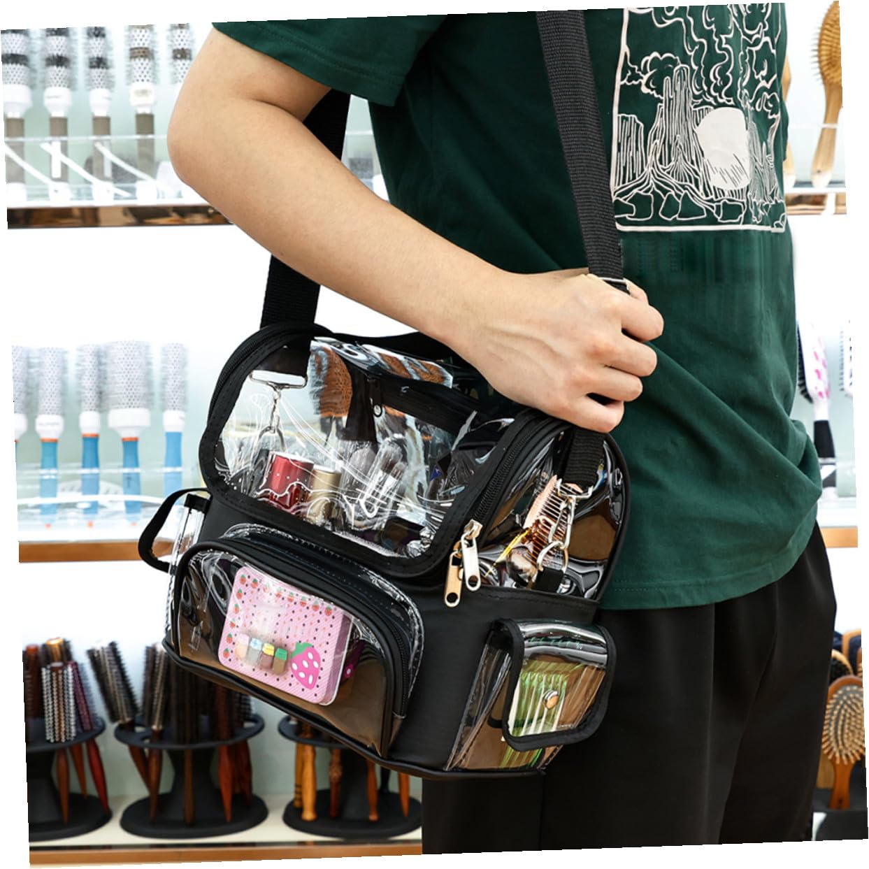 Zerodeko Borsa da Portautensili Trasparente, Custodia da Viaggio per Tosatrice e Strumenti lo Styling Chioma, Organizer Resistente per Parrucchieri Professionisti