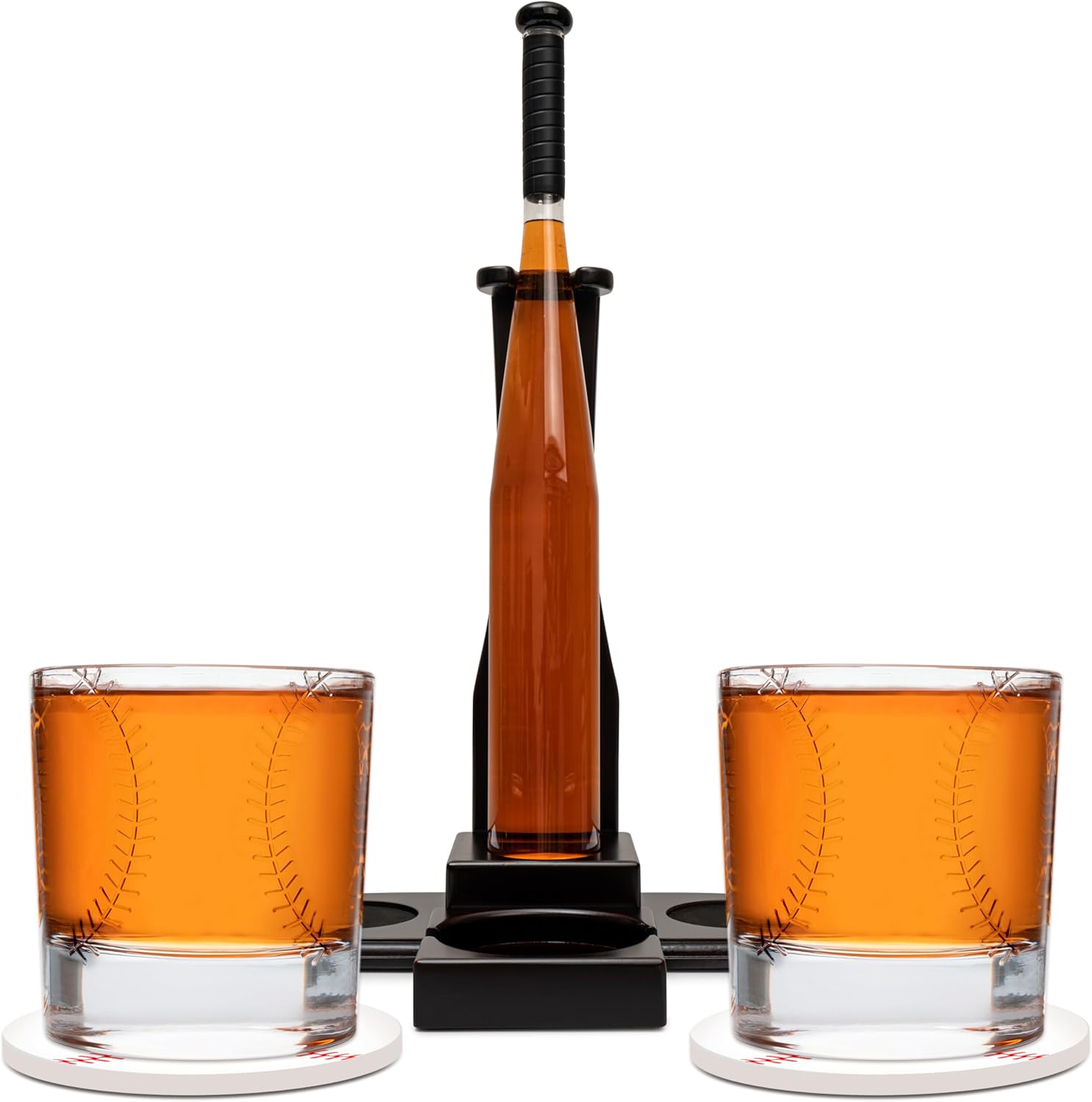 Baseball Bat Whiskey Decanter Set for Men with Baseball Ball Whiskey Glass Set of 2. Baseball Liquor Decanter, Gift for Men. Alcohol Decanter Set