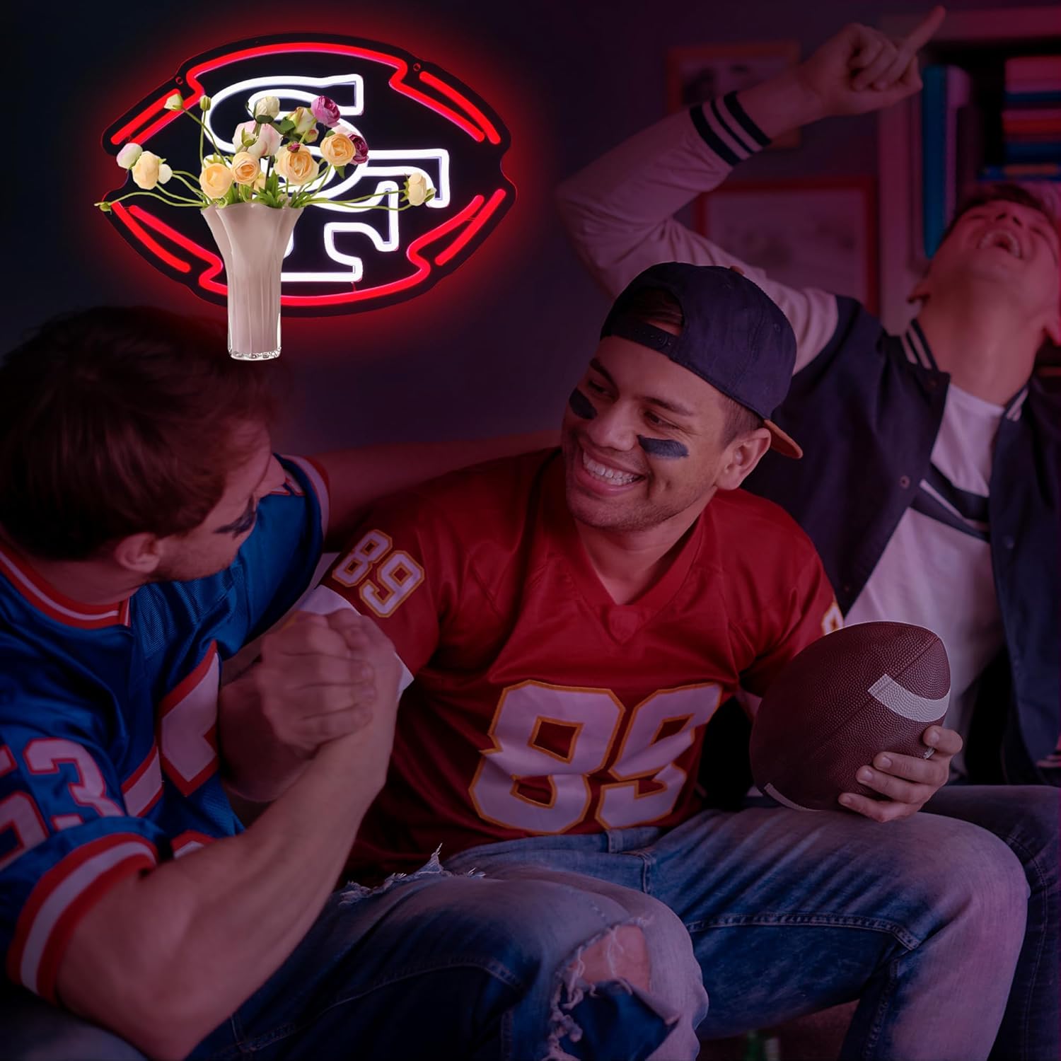 Football Team Neon Sign, Cool Dimmable Light Up Football Team Logo Hanging USB Powered for Wall Decor, Man Cave, Bedroom, Game Room Deco, Birthday Christmas Merch Gift for Boys Fans - Image 2